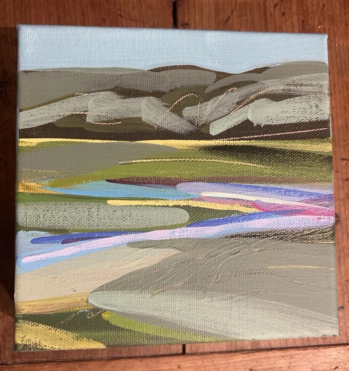 Original ‘20 MARSH AT PAWLEYS signed EM 6”Sq Canvas SC Landscape