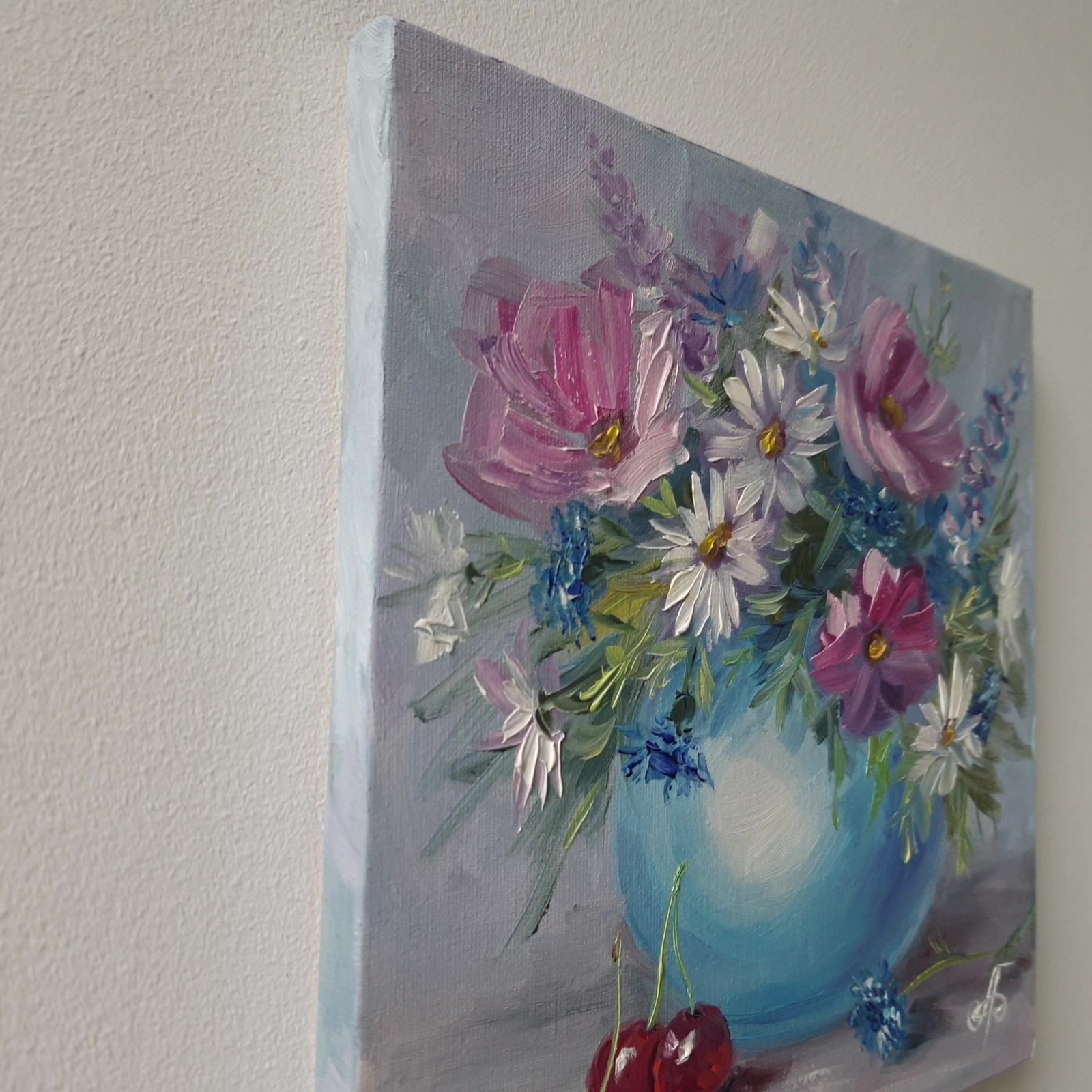 Joyful Wildflower Bouquet Original Oil Painting Floral Still Life Wall Art Decor