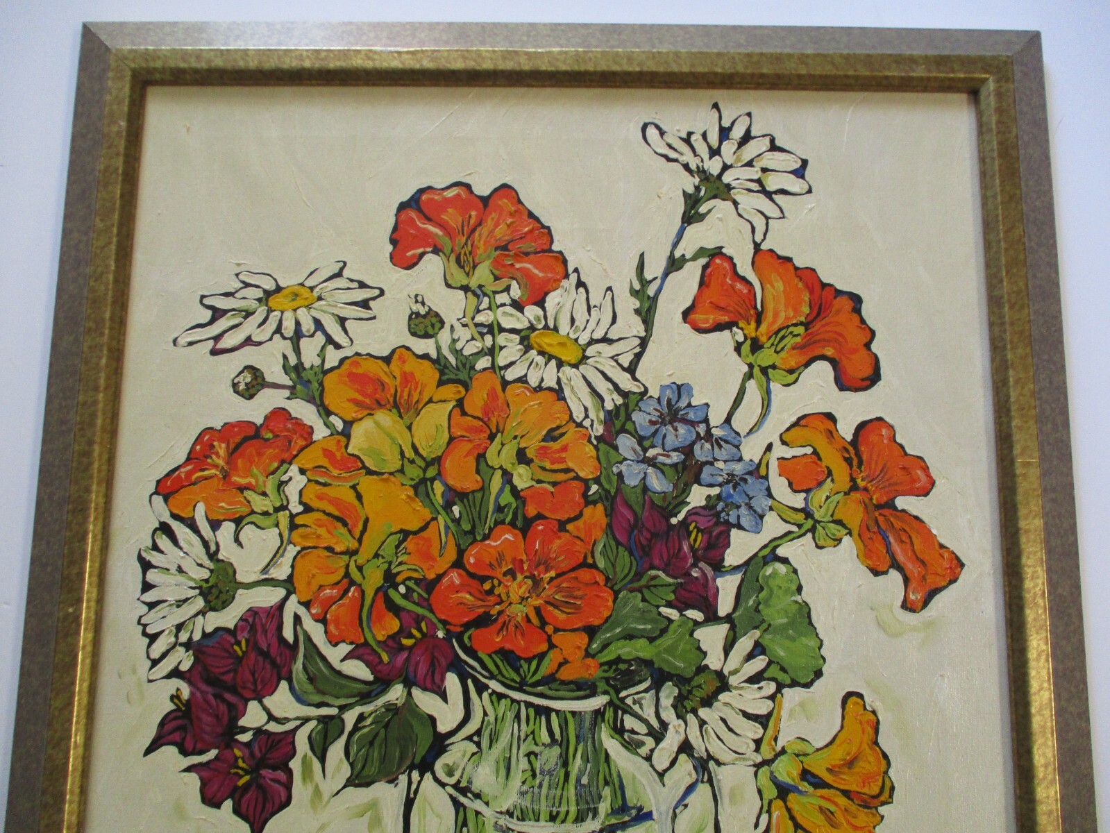 EVANS 1970’S STILL LIFE PAINTING MODERNIST IMPRESSIONIST POPPIES FLOWERS FLORAL