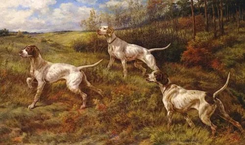 MQ1252 100% Handmade Painted Three Hounds Oil Painting Canvas Wall Art