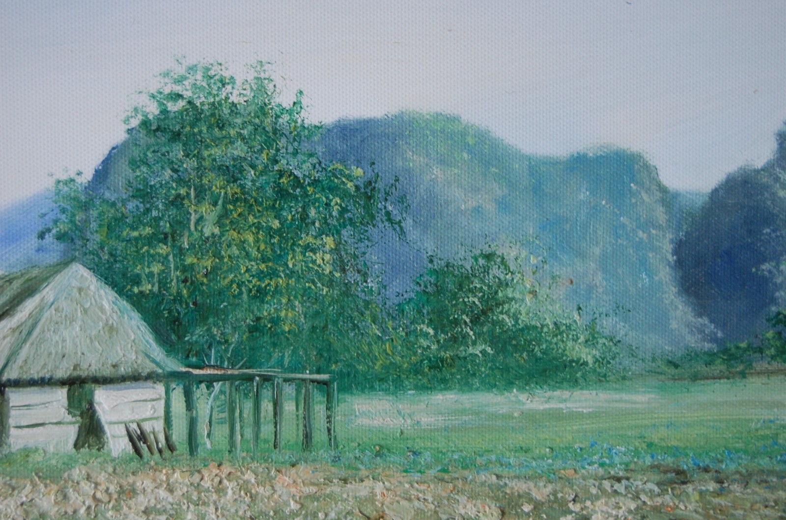 ORIGINAL SIGNED FRAMED OIL ROYAL PALMS, BOHIO AND MOGOTES VINALES LANDSCAPE CUBA