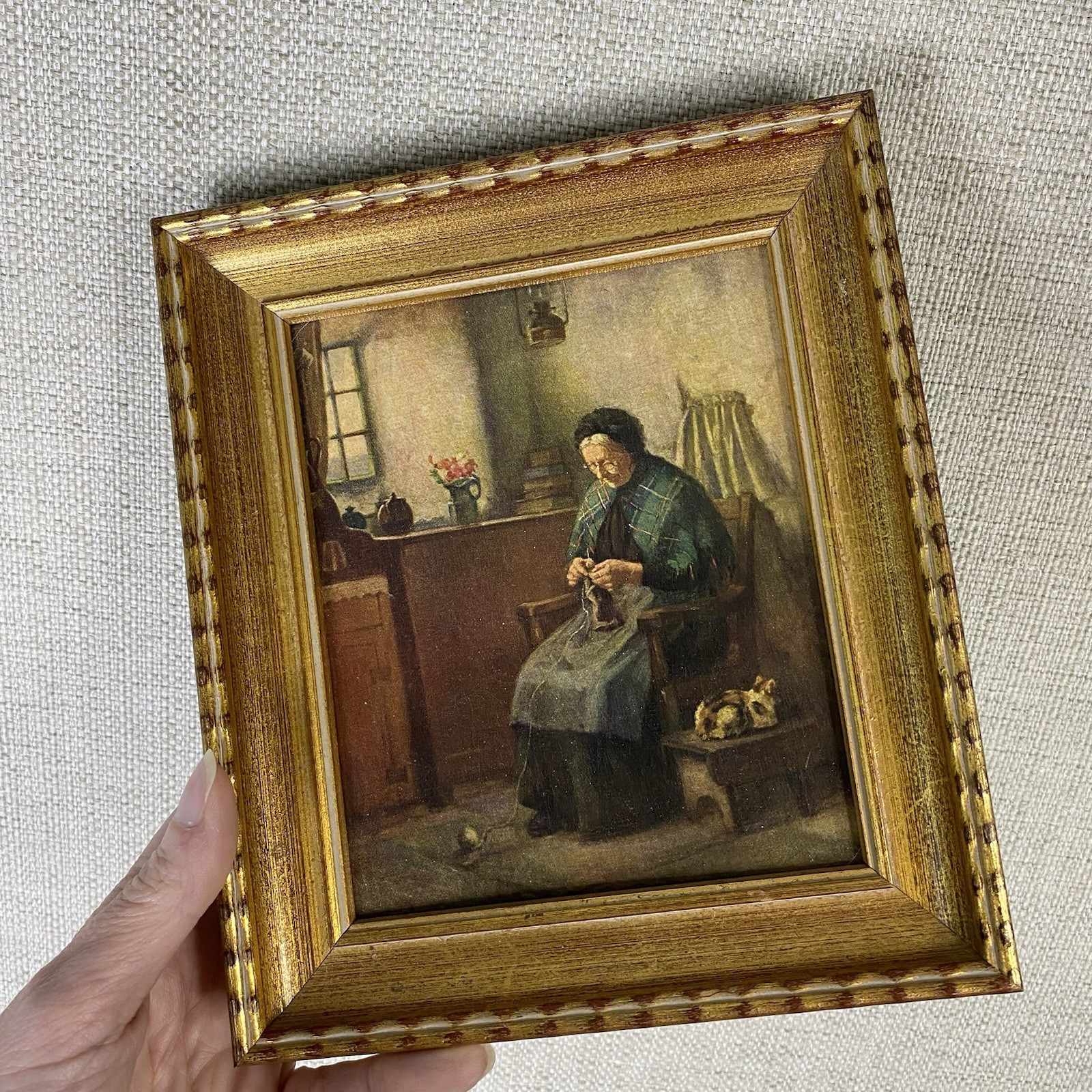 Granny’s Corner by H.J. Dobson 7 1/2” x 6 1/2” Framed Small Gallery Wall Cat