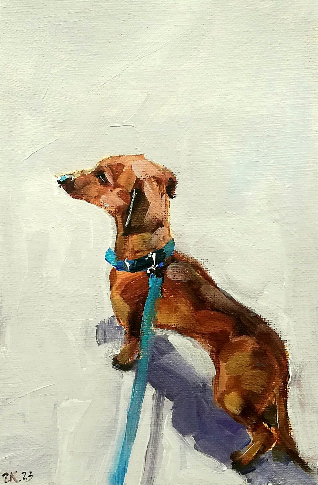 Oil Painting Original Dog Art Dachshund Impressionism Signed MADE TO ORDER