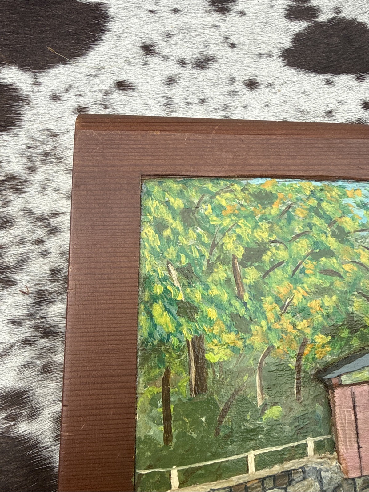 Vintage Wm. McGrath Signed Covered Bridge Folk Art Painting – 3D Relief on Wood