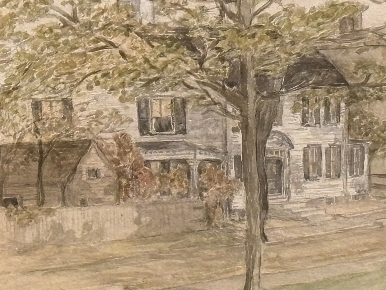 1910 Portsmouth NH watercolor painting PM Lear Livermore St General Porter House