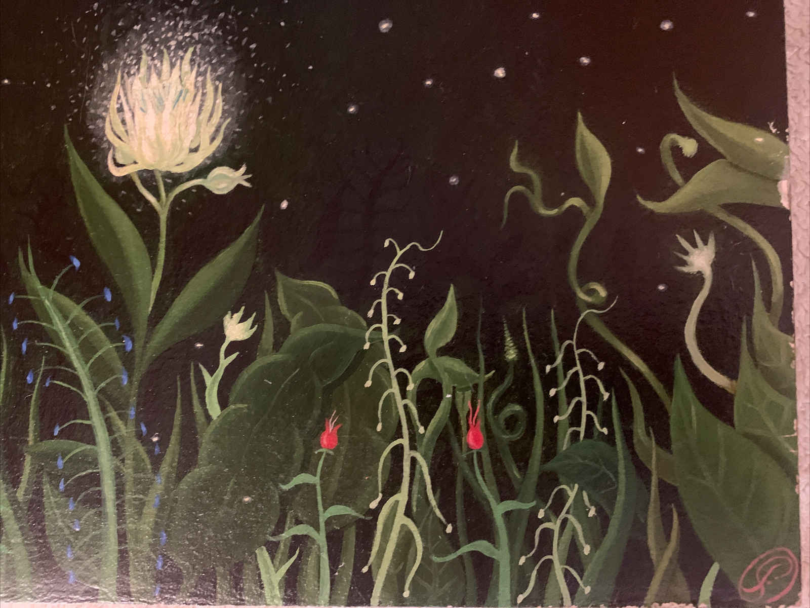 Jon Christopher Gernon Original Oil On Panel Painting “Midnight Garden” 2014