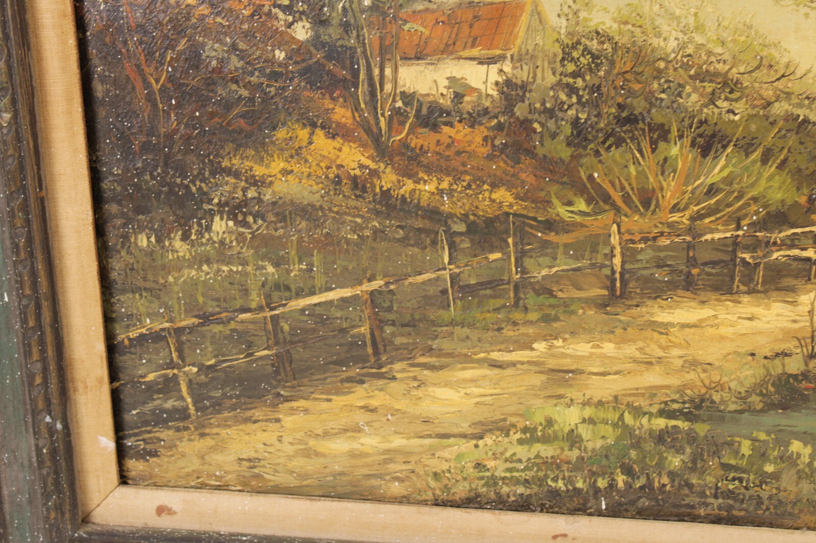 Antique Landscape Oil Painting On Canvas Signed Lombard? Restore project
