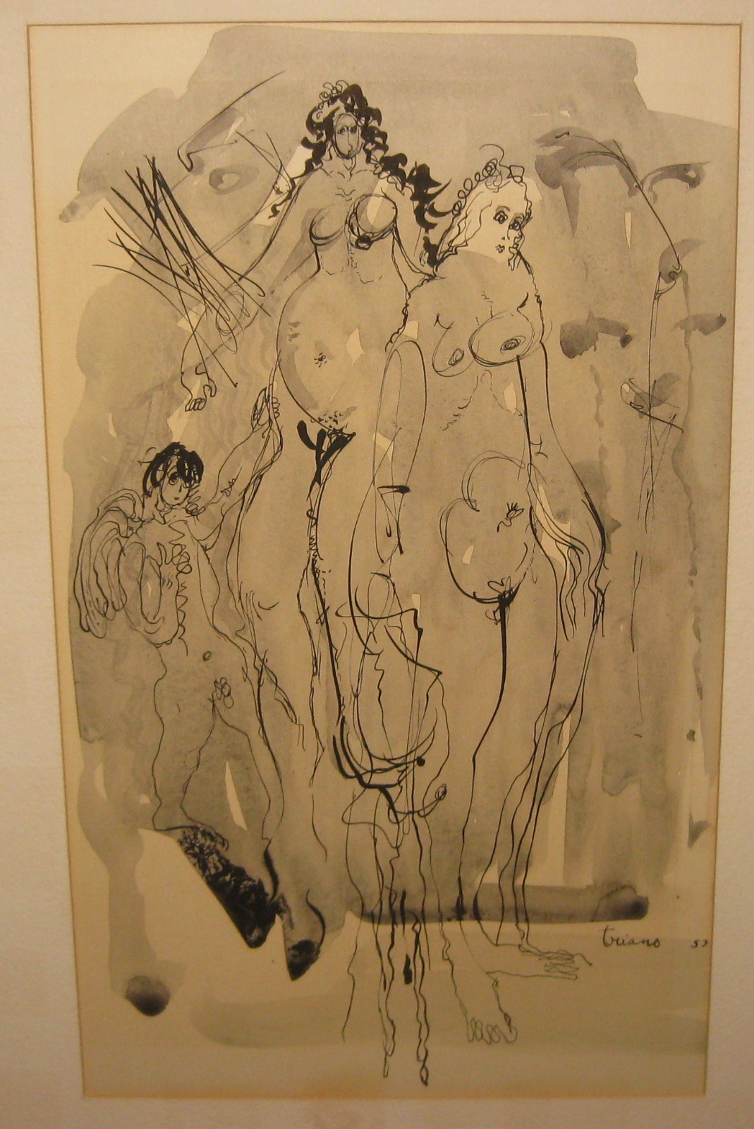 Original 1953 ANTHONY TRIANO Mid Century Modern SURREAL Abstract NUDE PAINTING