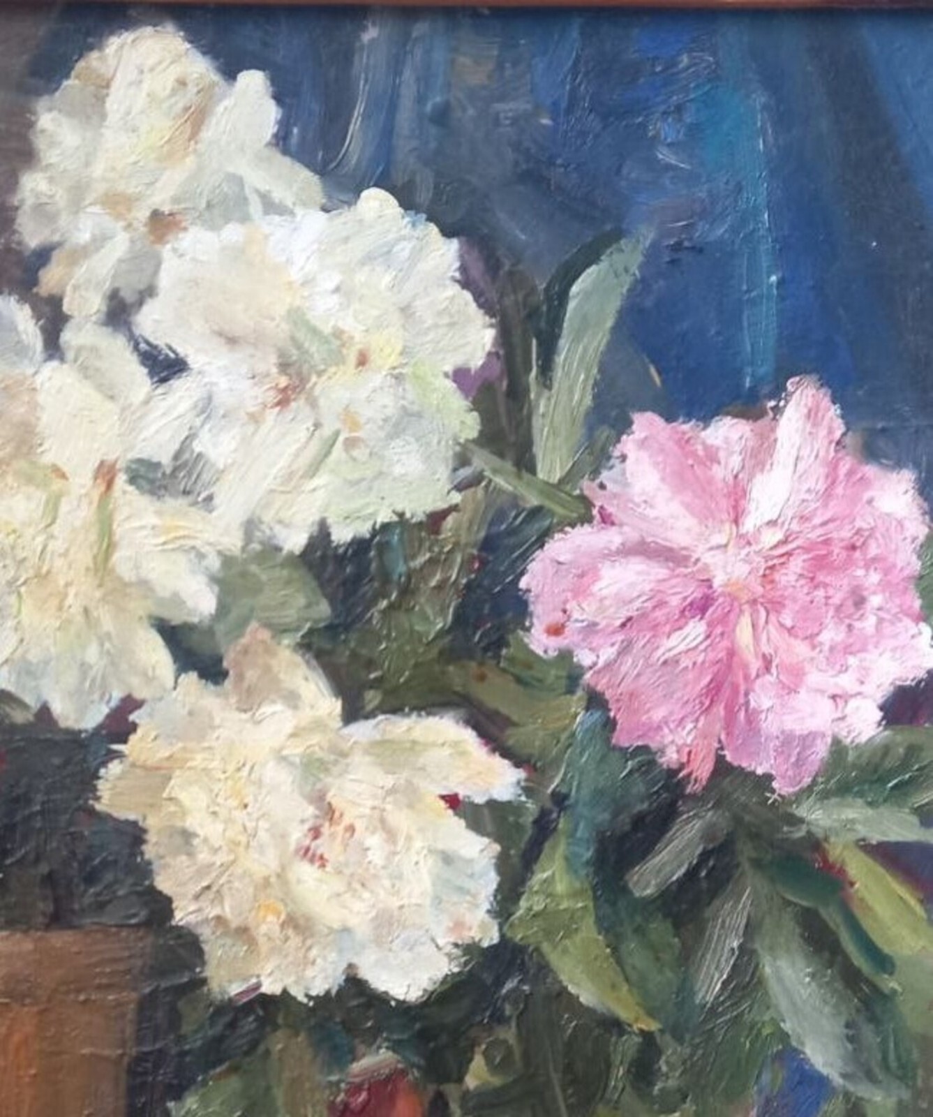 Oil painting Peonies Still life Ukrainian painter cardboard original decor art