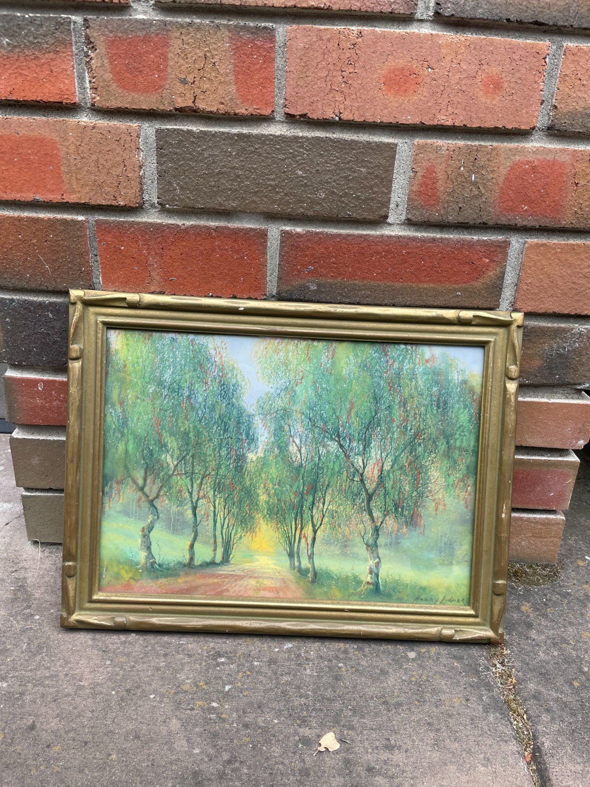 Harry Linder “Pepper Tree Drive” 1920 California Impressionist Pastel Long Beach