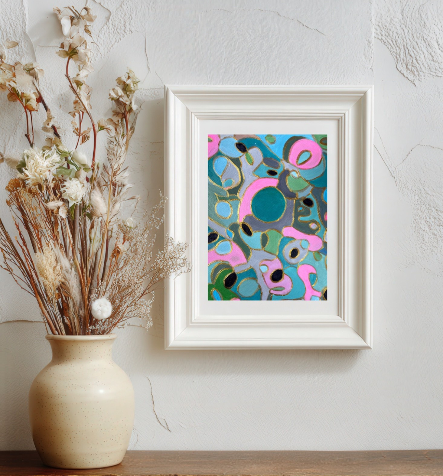 Painting Original Abstract Colorful Matted 11″x14″ Modern Art Acrylic Jimarieart