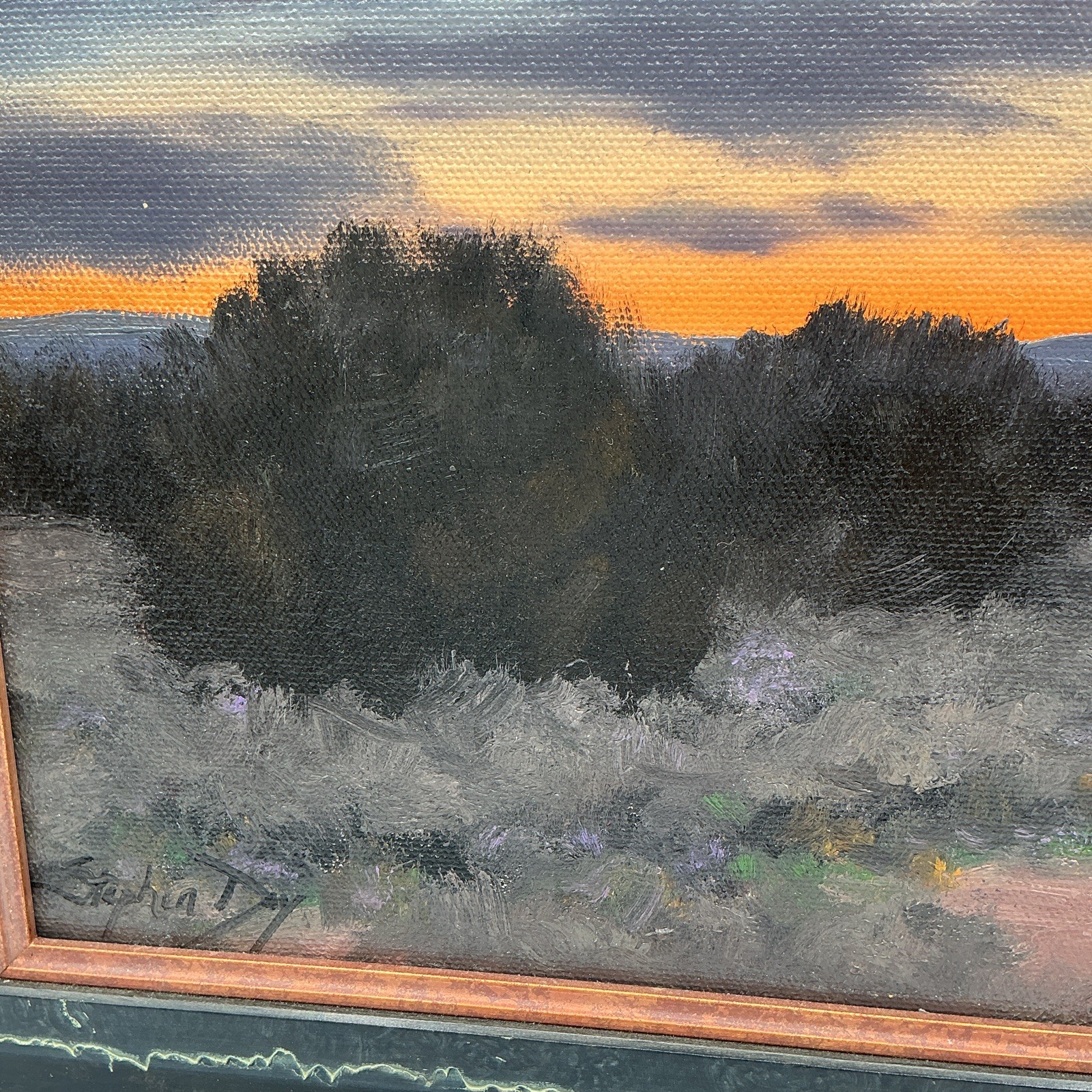 Original Oil on Canvas Painting Winter Landscape Vintage Signed Framed 9″by 11″