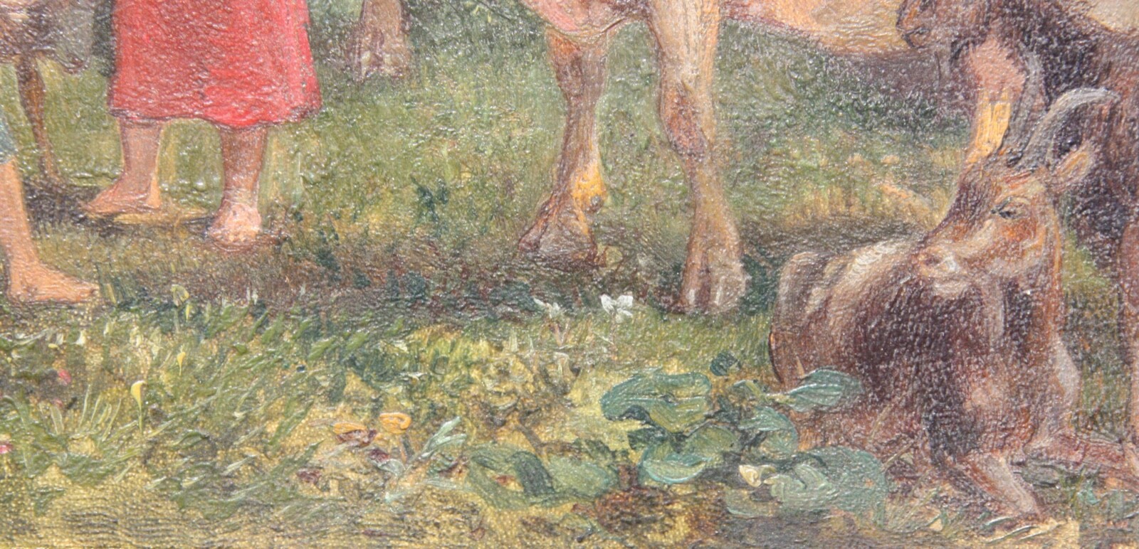 Children with Cows & Sheep in an Idyllic Mountain Landscape, Painting, 19th century