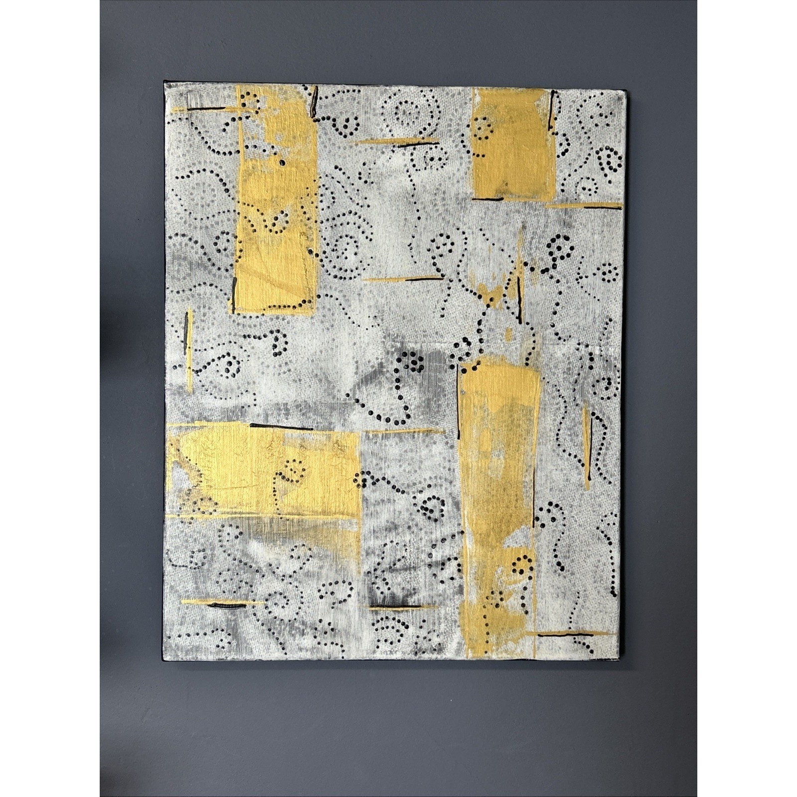 Original Abstract Painting On Canvas Acrylic Signed Titled Gothic Glam Gold