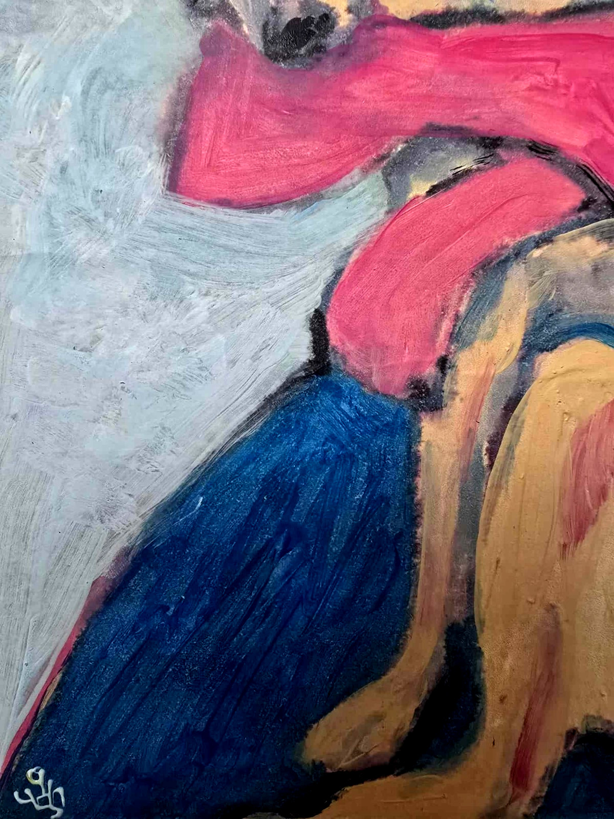 Hand Painted Acrylic Painting “Lady with the Dog. Unconditional love” . Signed