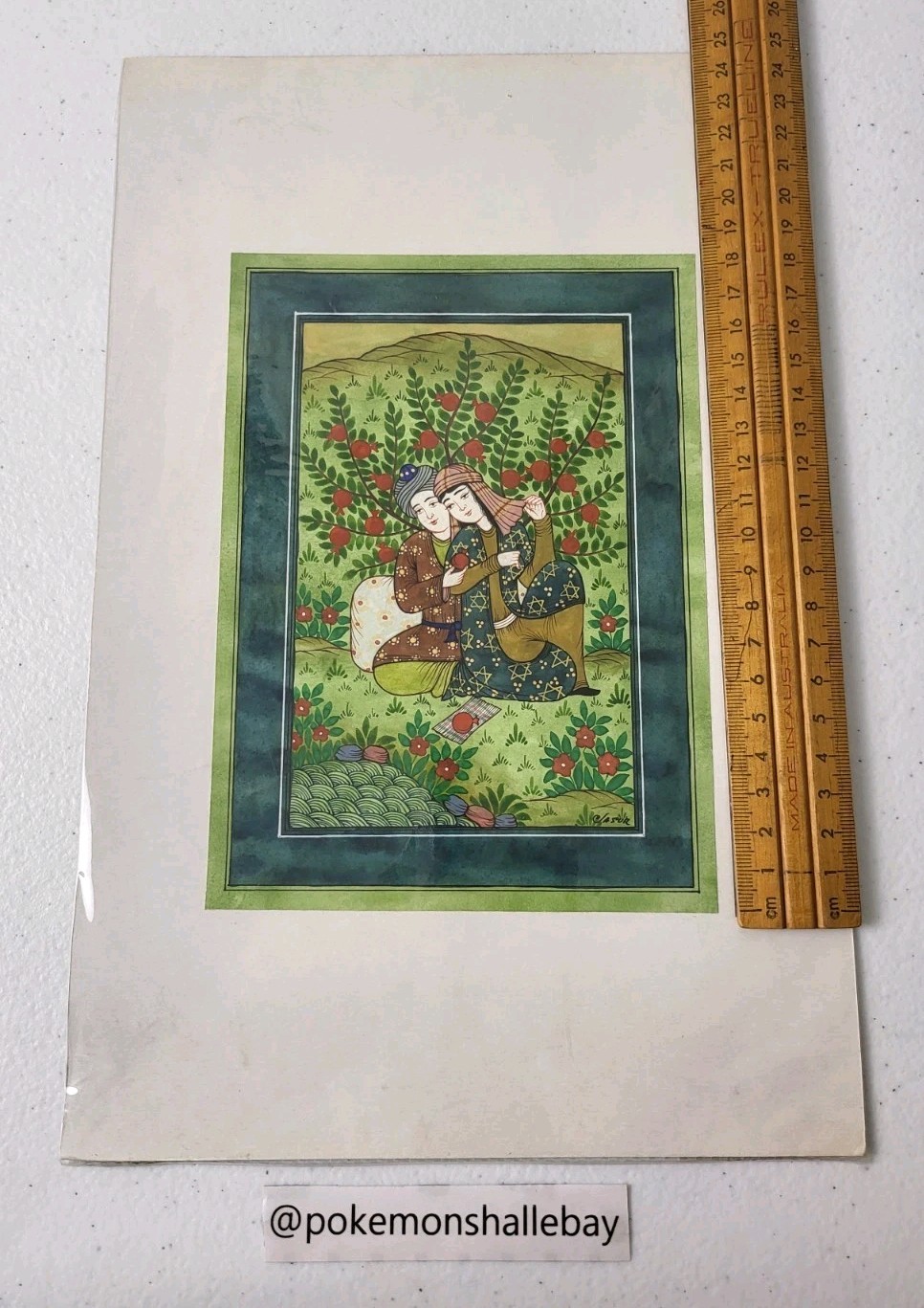 Persian Handmade Miniature – Couple In Garden – Jasur Orziev – 18.5cm x 13.5cm