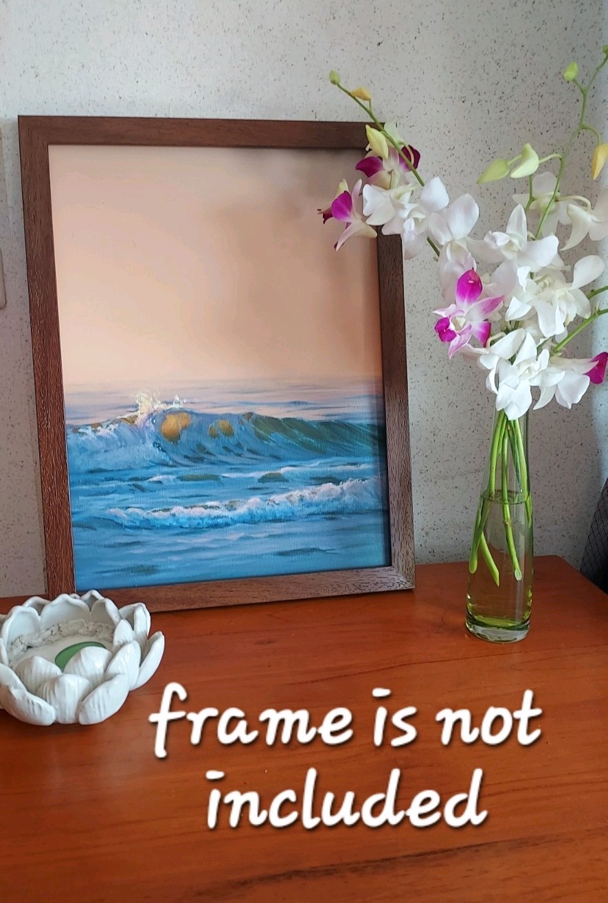 Original Seascape Painting Ocean Sunrise Sunset Florida Coast 12×16″