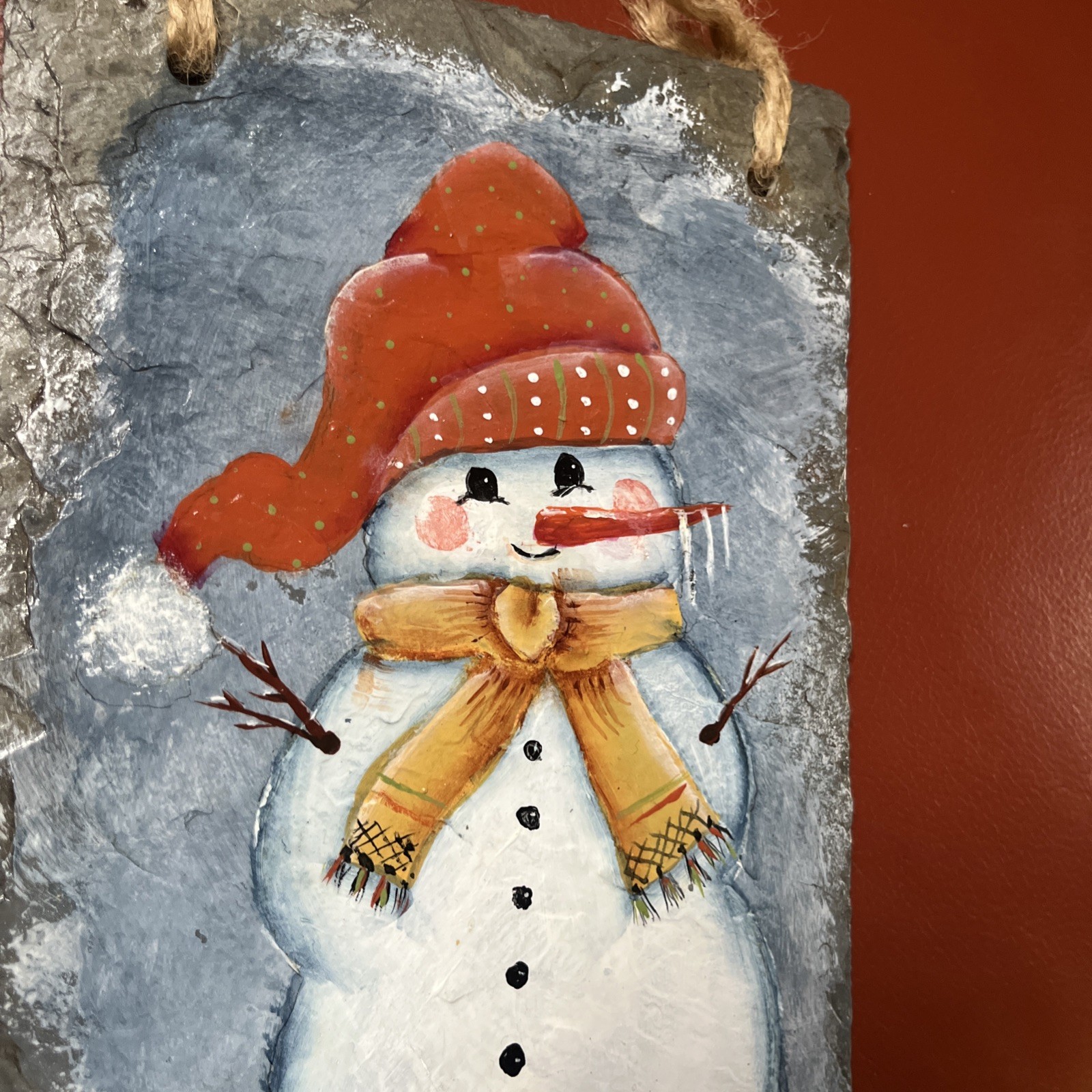 Snowman Painting On Slate