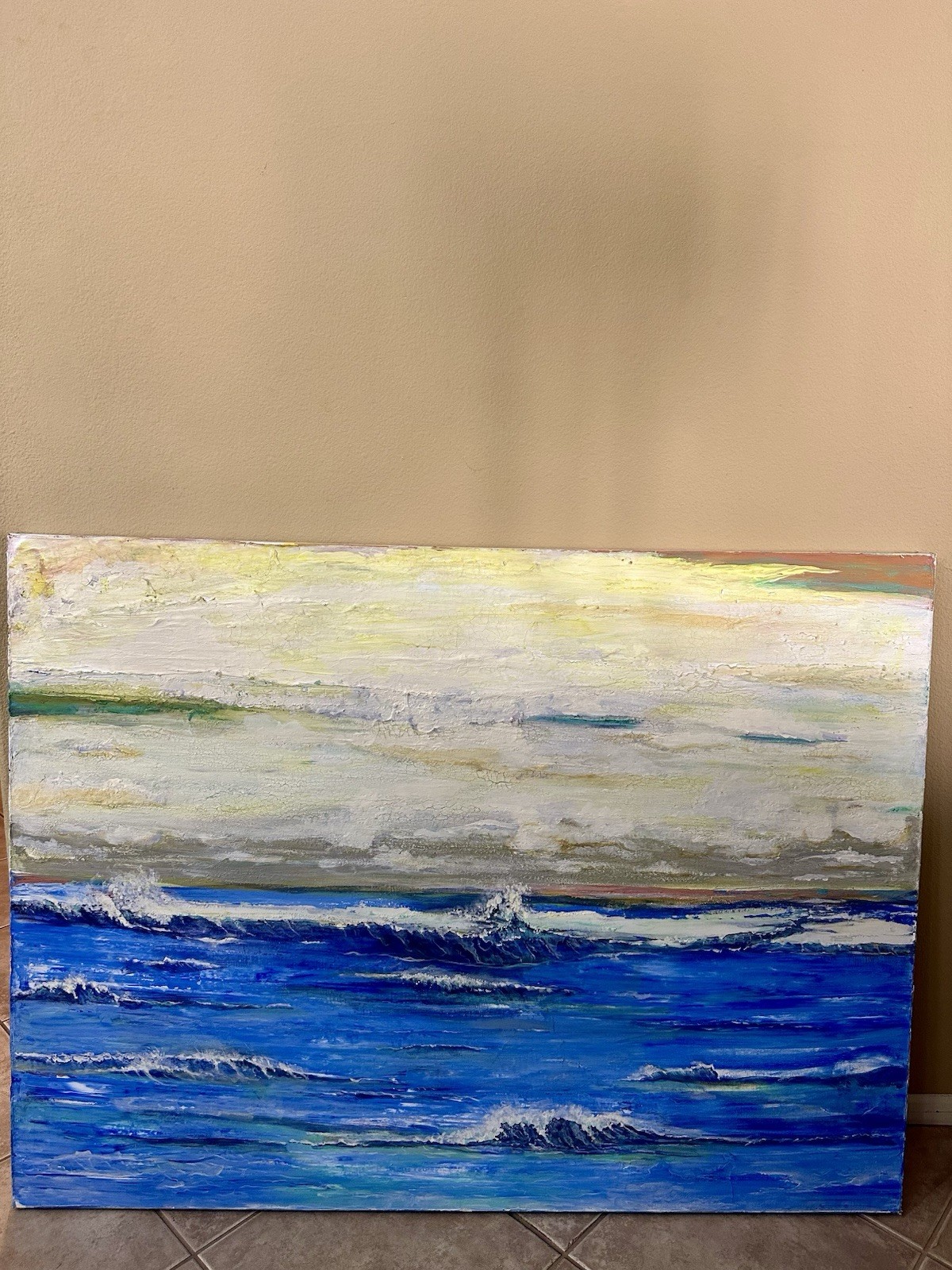 Oversized Original Ocean Seascape Painting Coastal Beach Canvas Wall Art