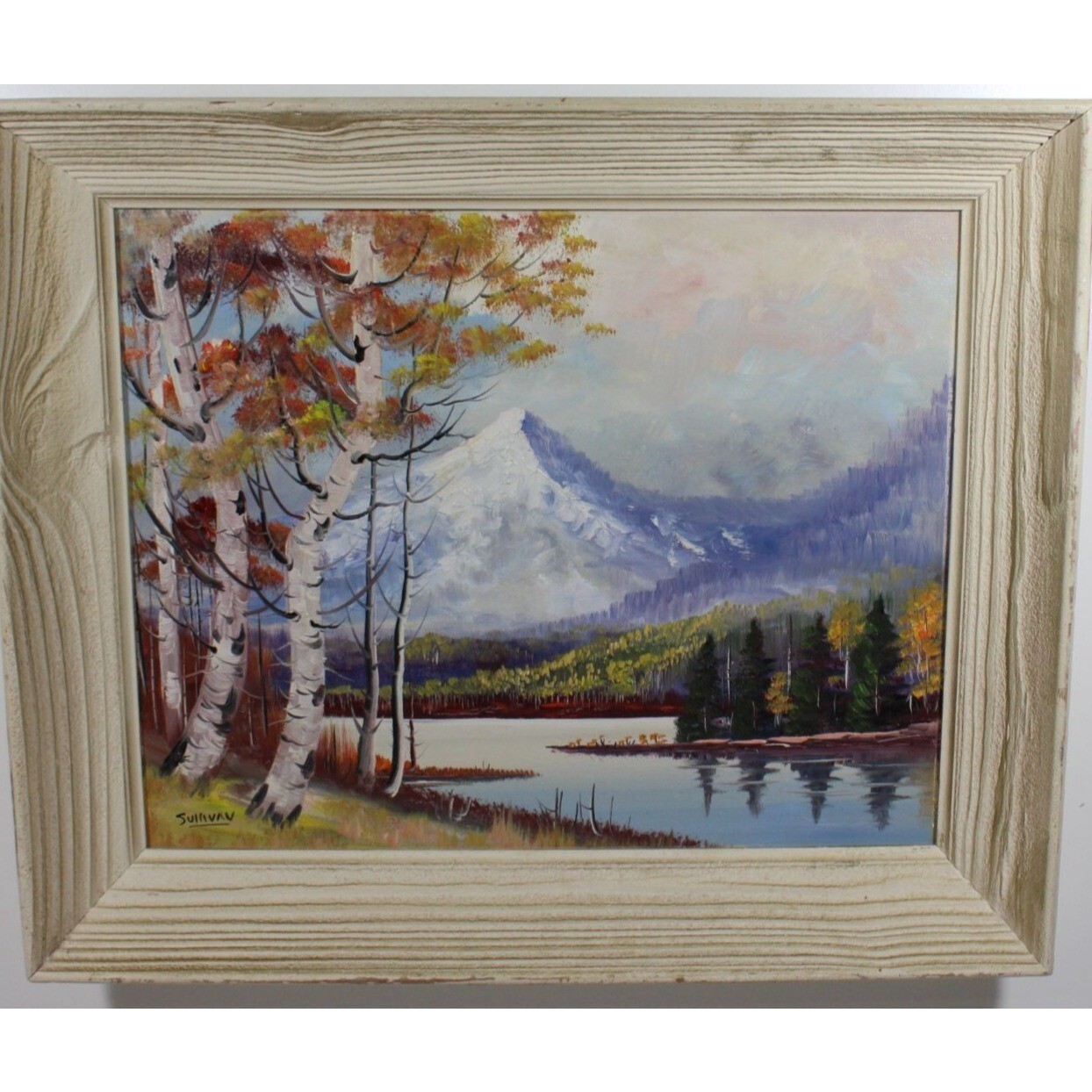 Vintage Colorado Mountains Landscape River Oil Painting Signed Sullivan