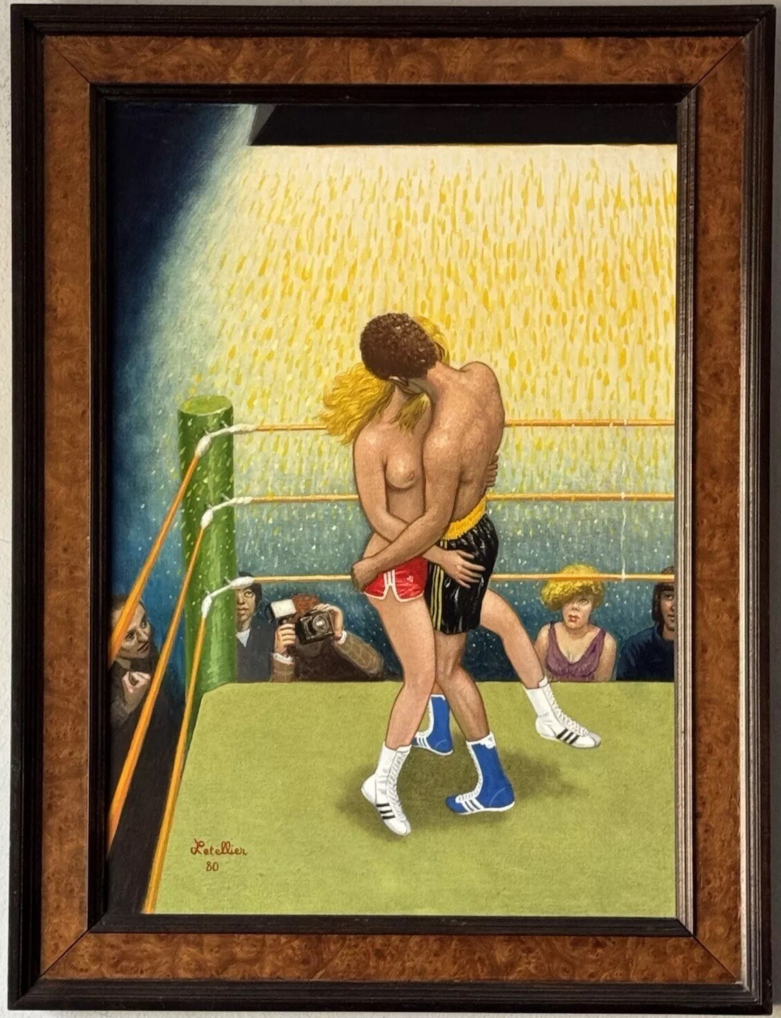 JEAN PAUL LETELLIER VINTAGE FRENCH MODERN REALISM BOXER OIL PAINTING BOXING LOVE