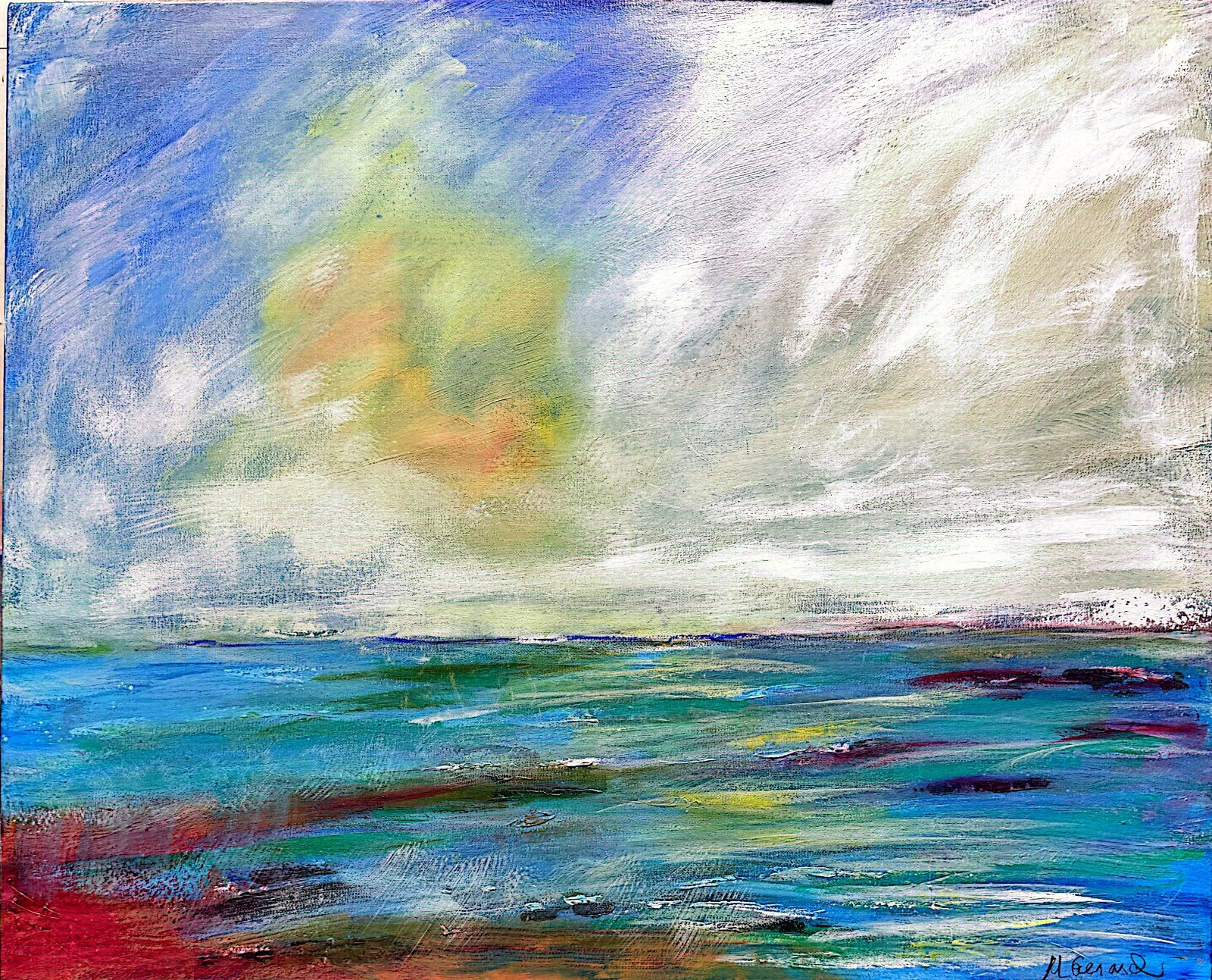 GERARD 18X24 IN – Abstract Expressionist Original Acrylic Painting Sescape