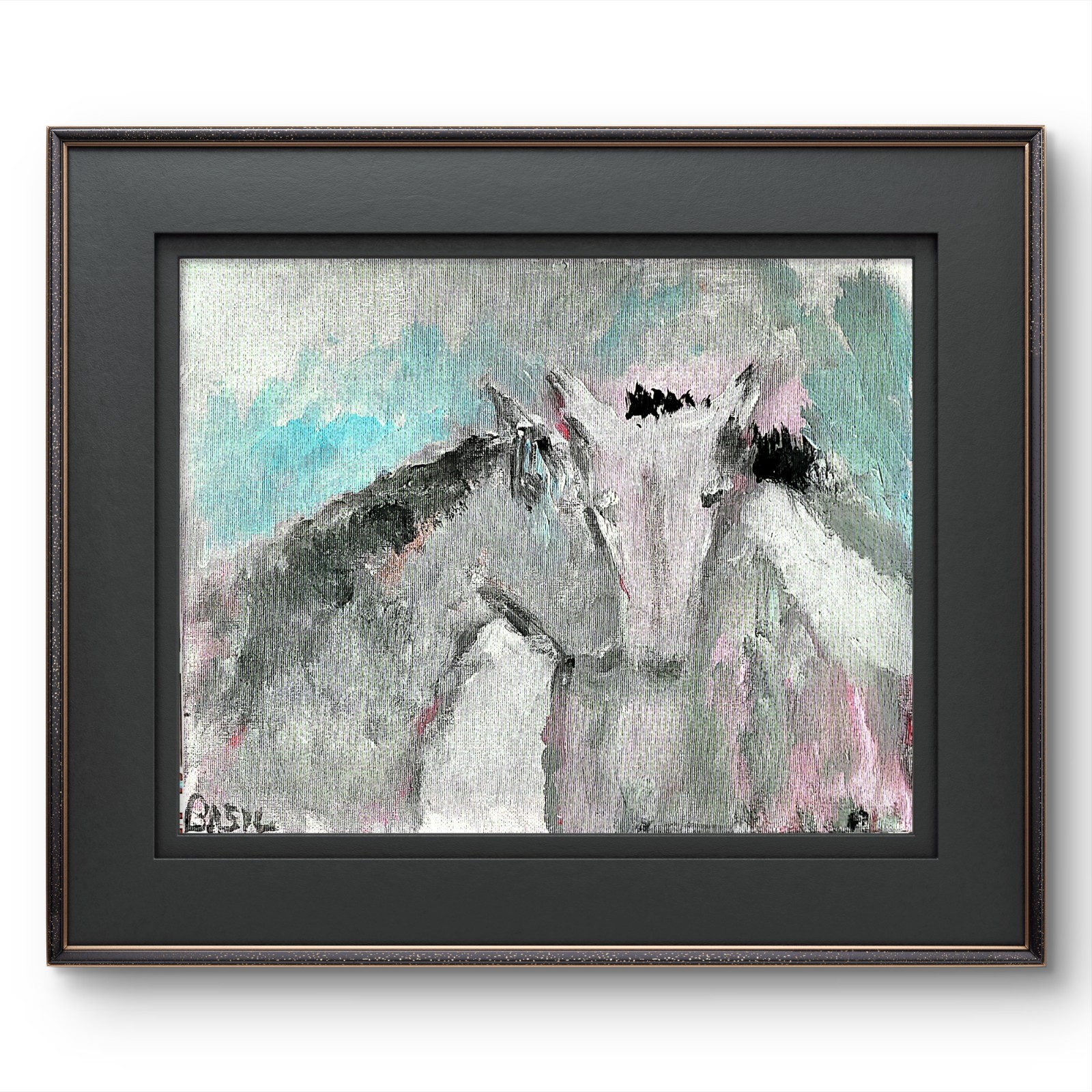 Horses In Love Original Expressionism Acrylic Abstract Canvas