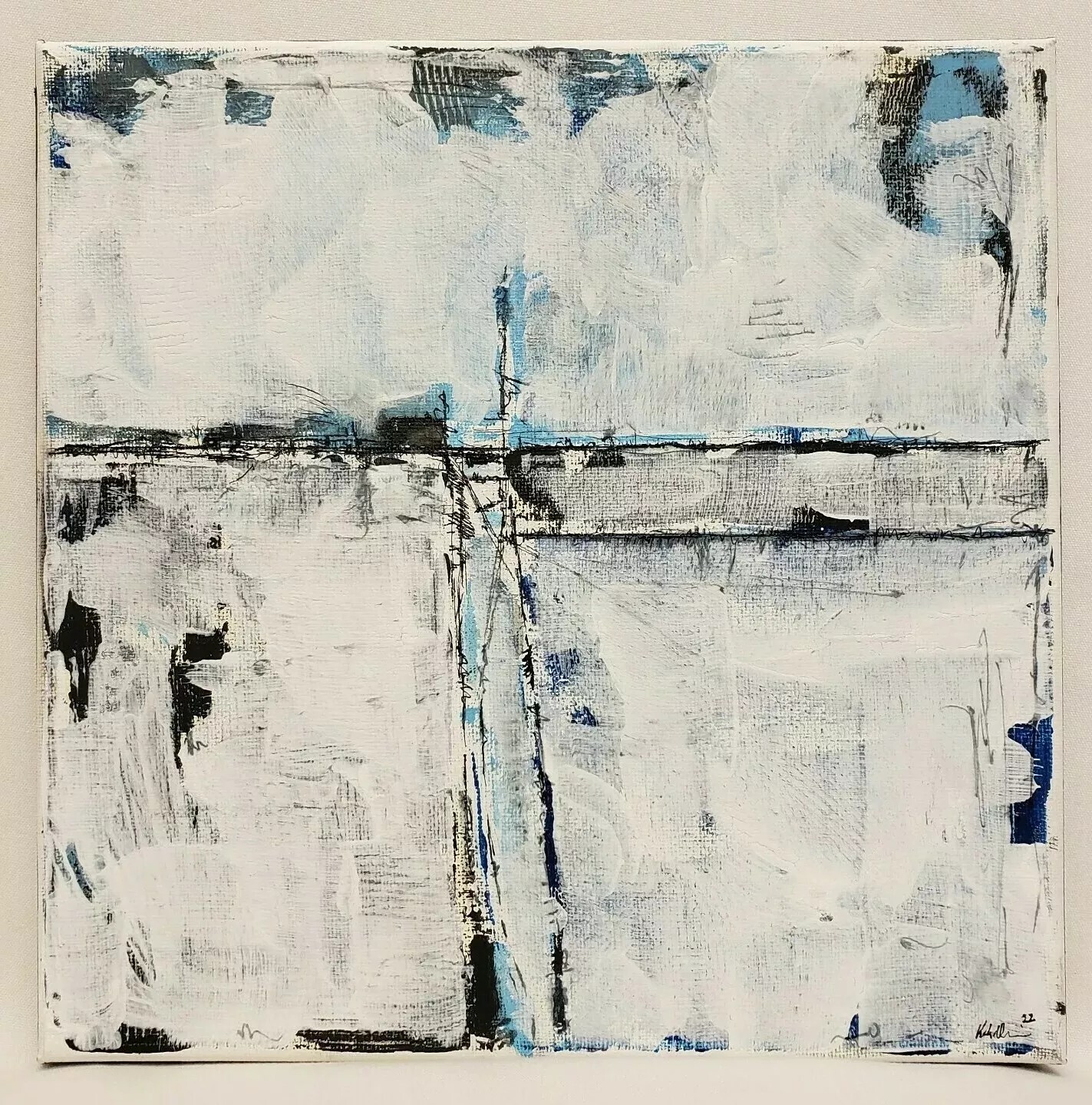 No.457 Original Abstract Minimal Textured Painting On Canvas By K.A.Davis