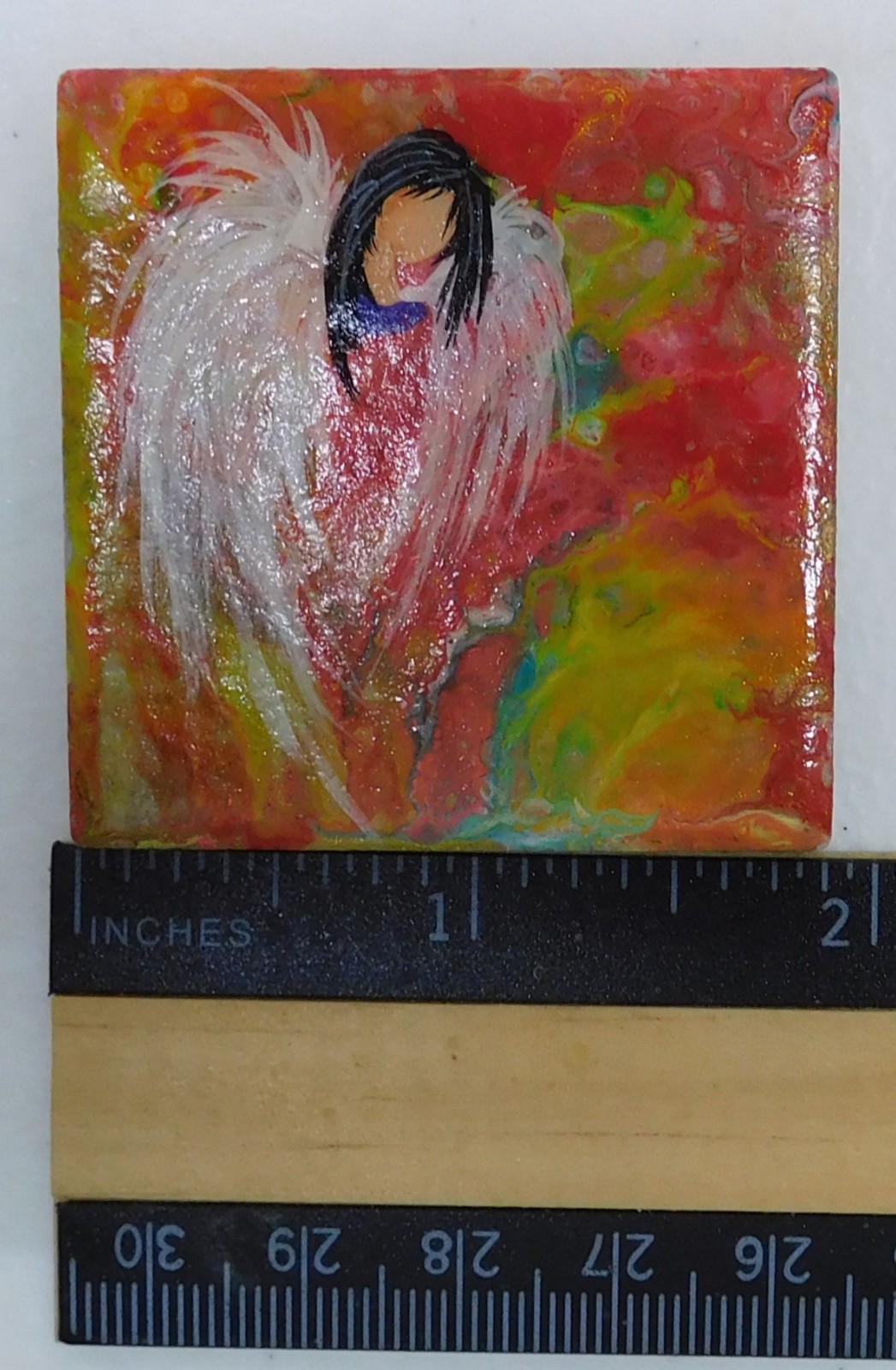 Angel Light Being Shimmer Color shift on Ceramic Tile Magnet Art by Rain Crow
