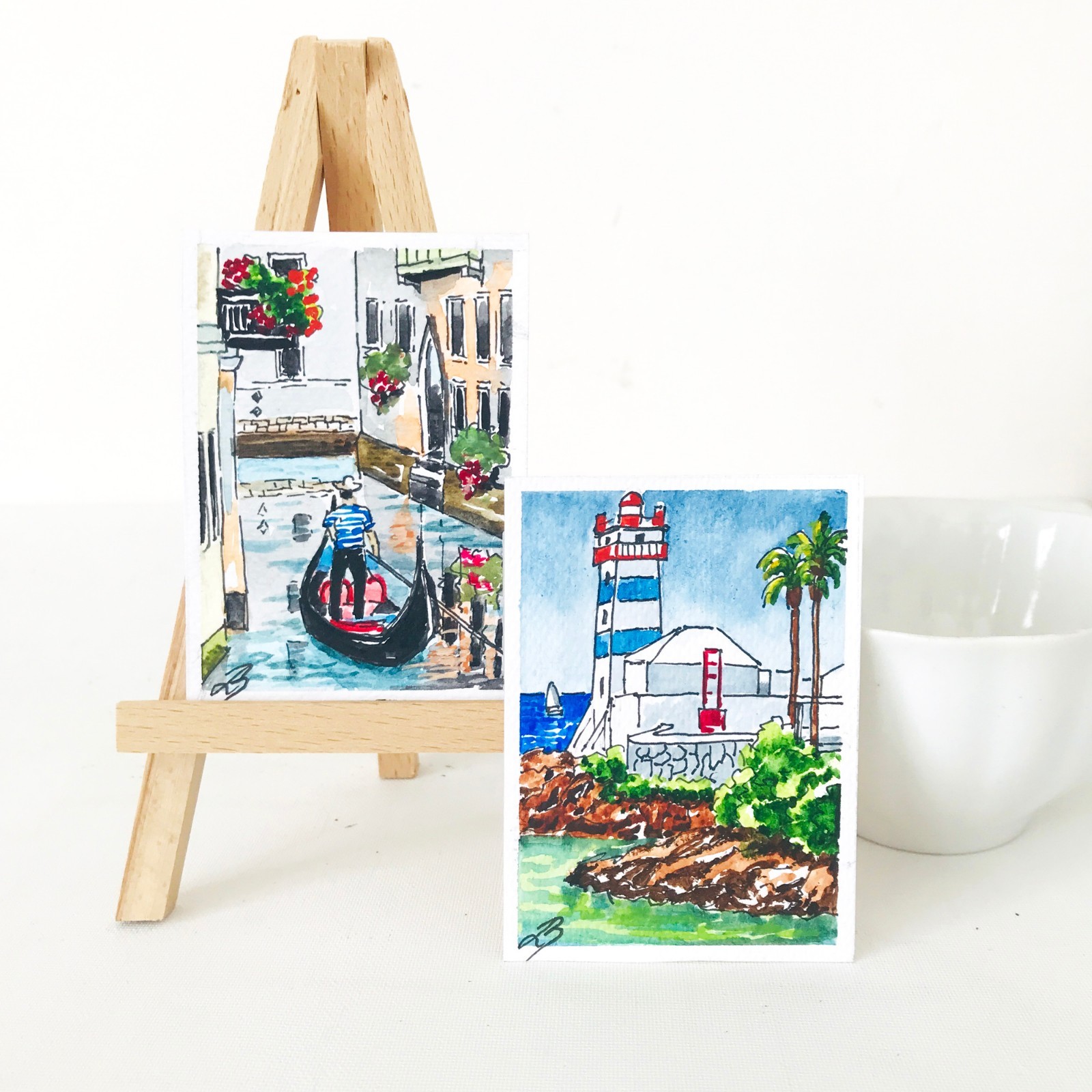 Venice ACEO Original Watercolor Painting – Gondola Art, Miniature Venice Canal