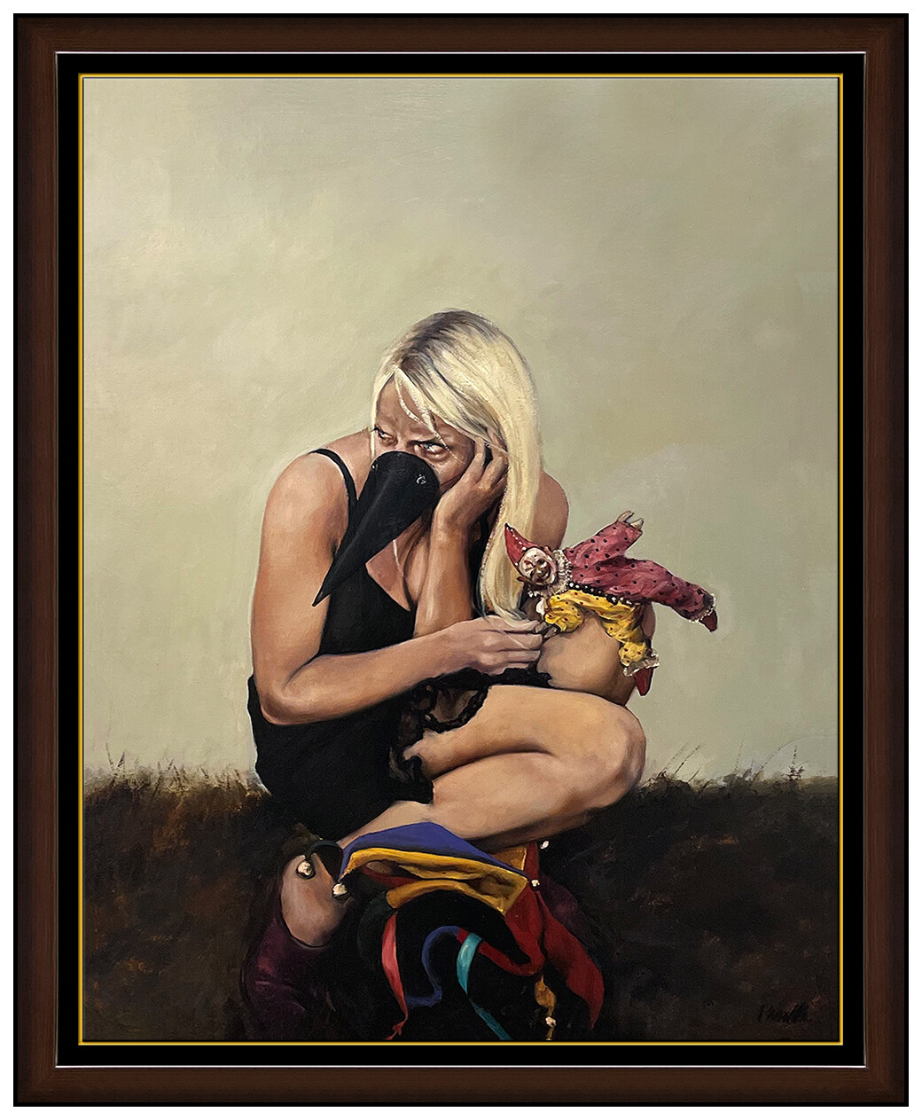Pamela Wilson Original Oil Painting on Canvas Self Portrait Signed Framed Art