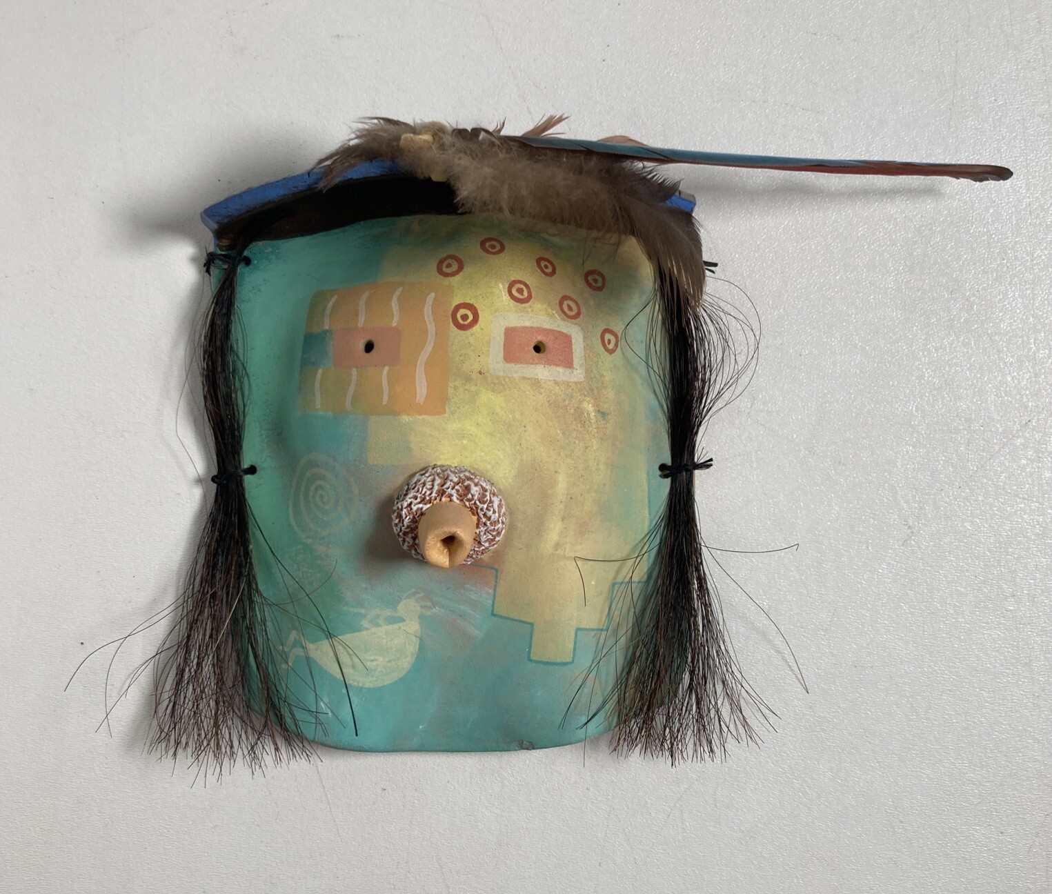 Vintage Original Yei Mask David K. John Native American Navajo Ceramic Signed