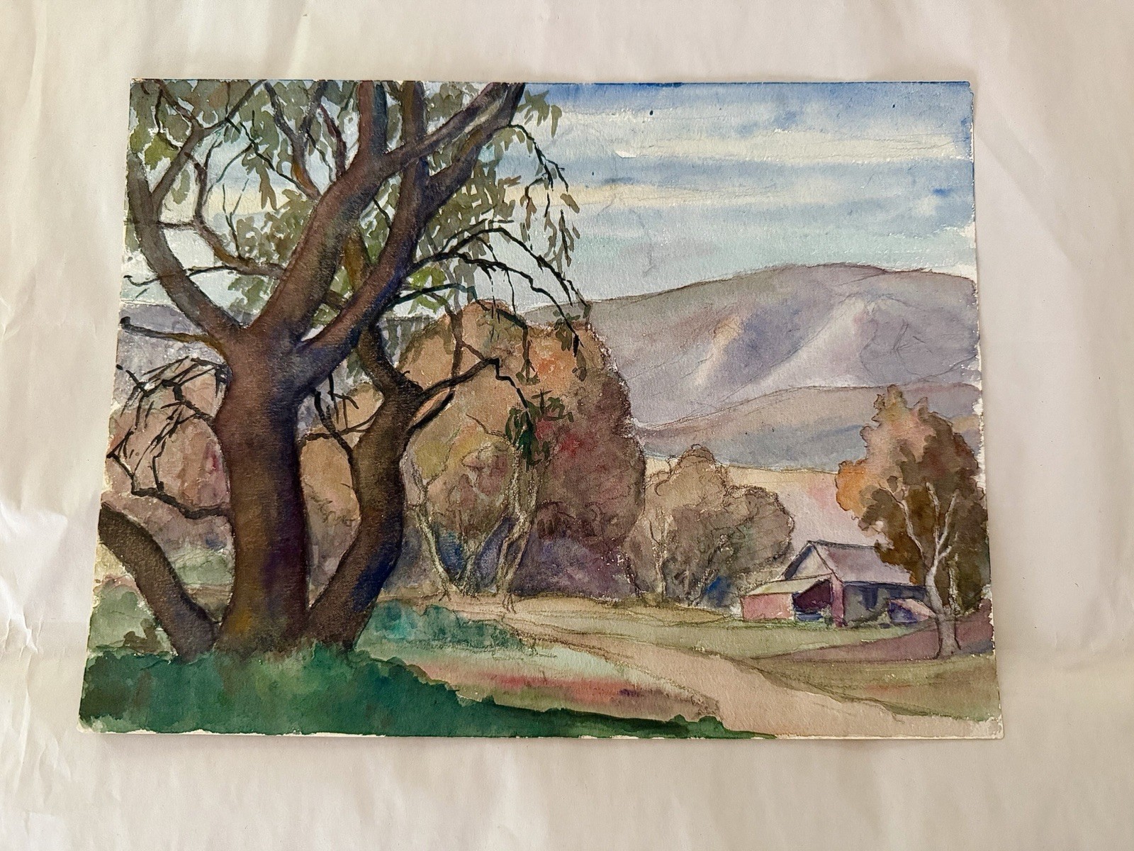 VINTAGE ORIGINAL WATERCOLOR LANDSCAPE BY J. SOEWELL POWELL 1883-1964