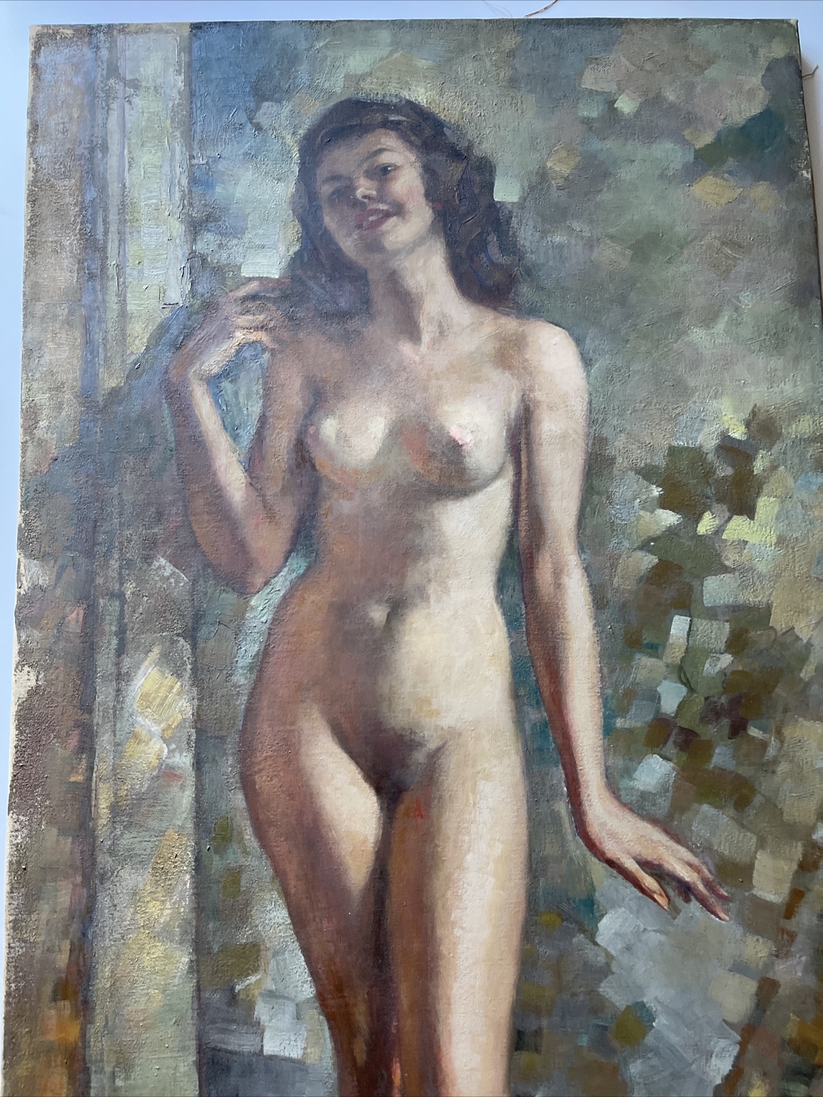 Antique Painting Woman Women Female Model Art Deco Listed Pennsylvania Large Oil