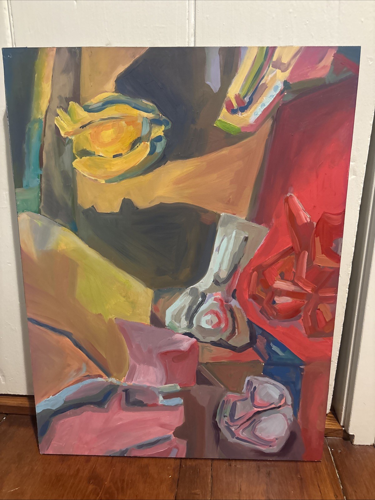 Original Artwork, Oil Painting On Panel, Still Life, 18×24 Neon Faces Study