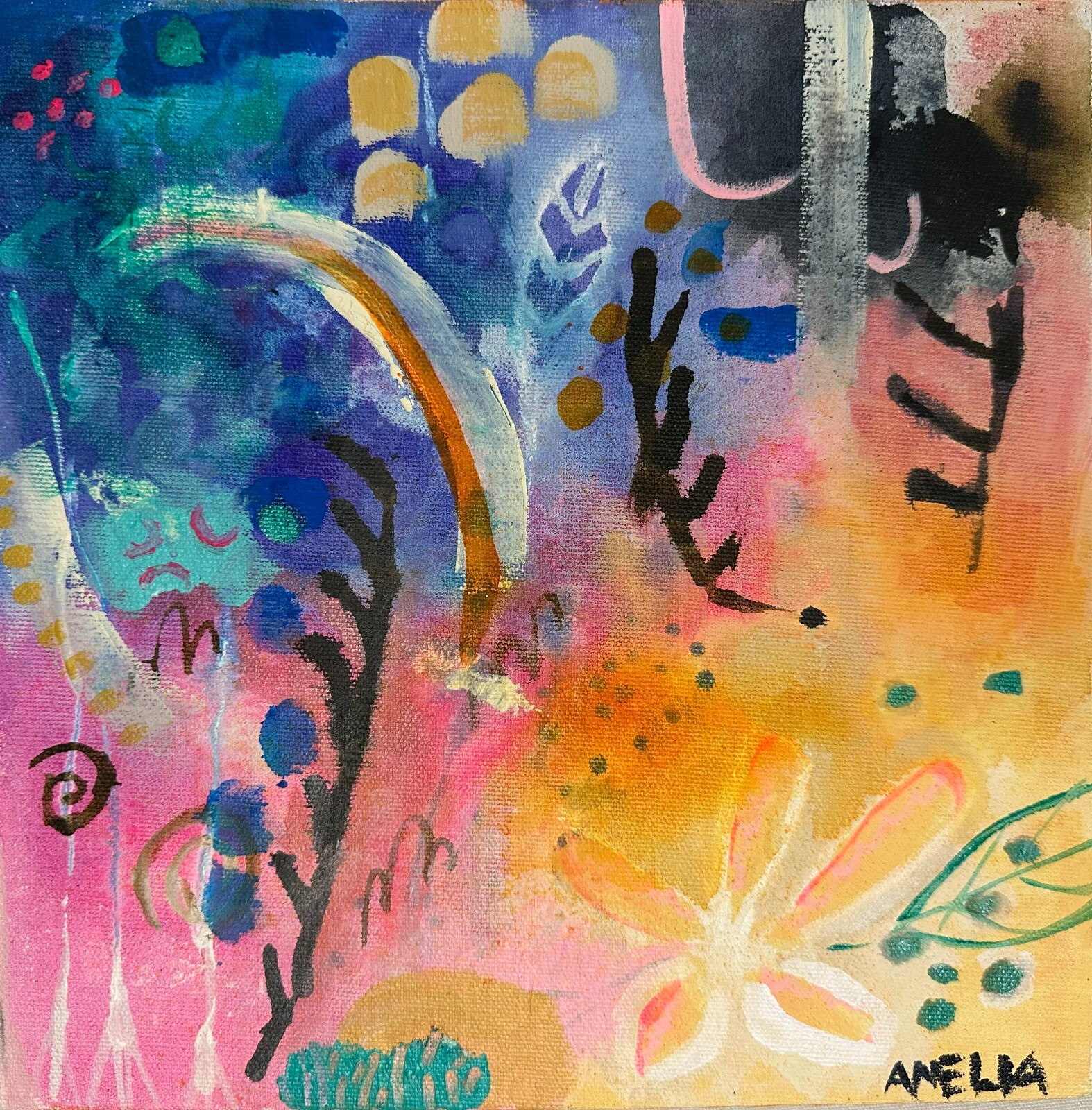Original Art Abstract Painting OOAK “Velvet Touch” 10″ x 10″ Dreamscape Wall