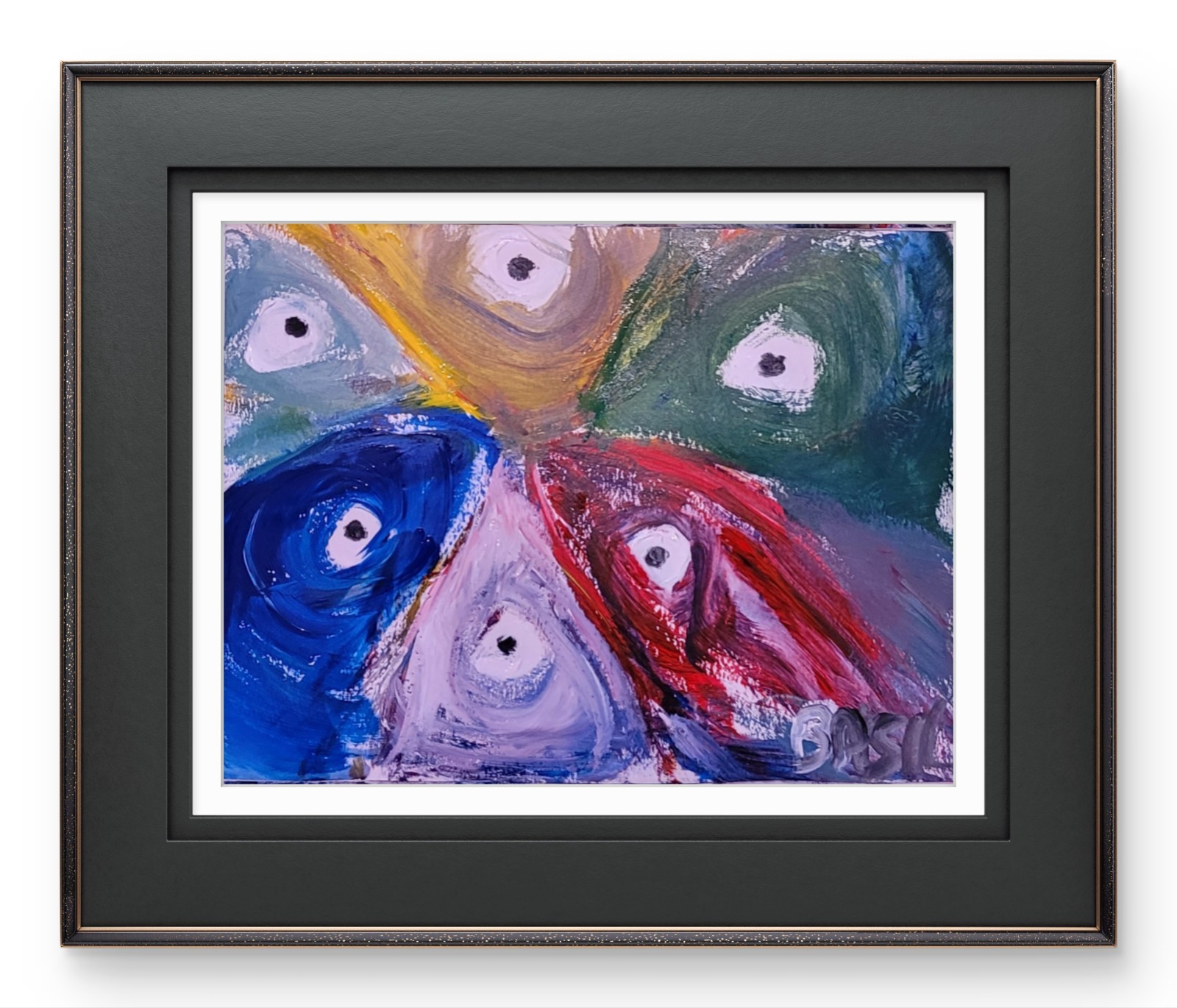 Fish Of Color Abstract Expressionist Original Painting 9×12 Paper