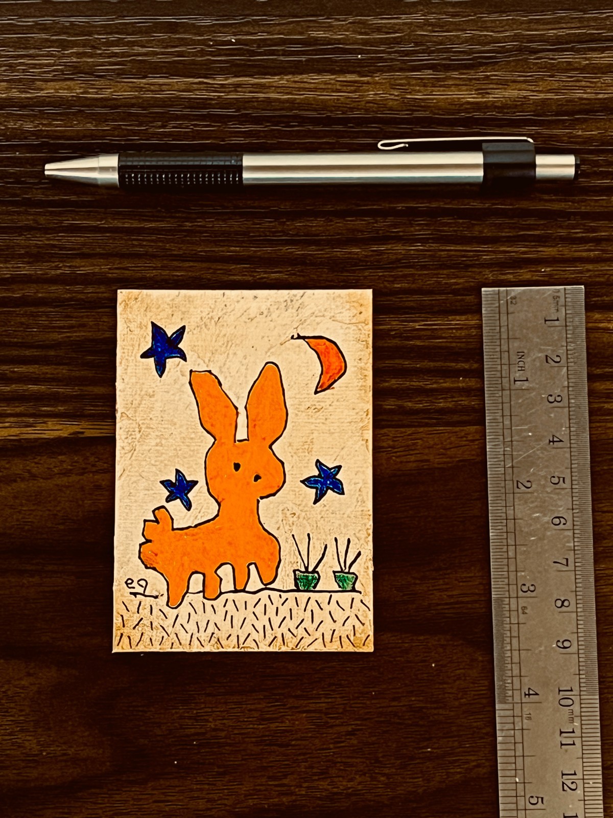 e9Art ACEO ‘by the time the red moon bent down to whisper in his ear, Harold …
