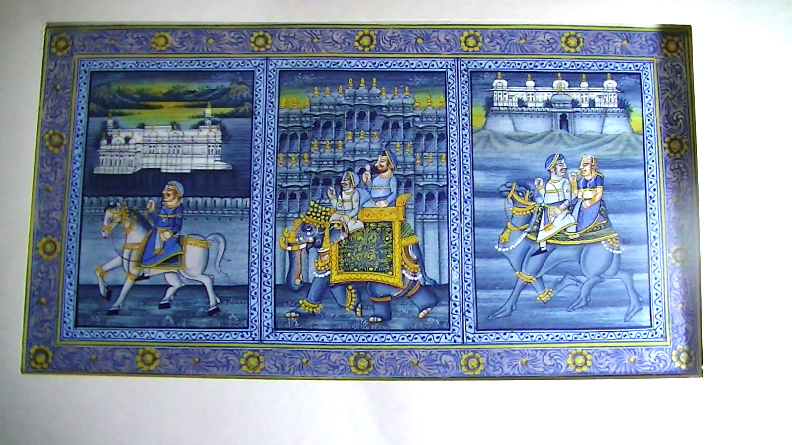 18th Century INDIAN MUGHAl Tiny Triptych painting 8″ X 4.5″ on silk