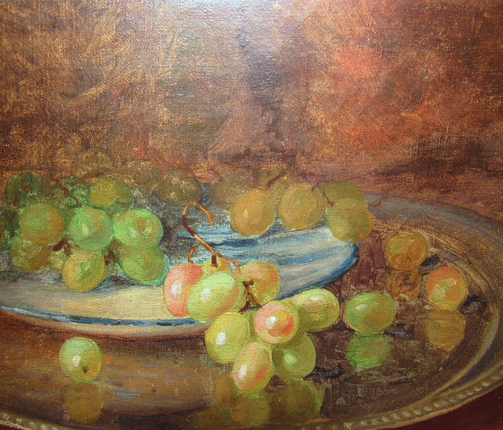 Cornelius Hankins 1890s Still Life with Grapes Listed Tennessee Virginia Artist