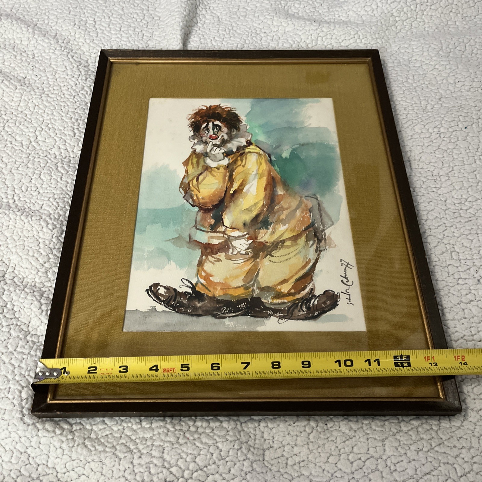 Vintage 70s Salvador Cabrera Clown Paintings Pair Of 2 ‘77 & ‘78 Framed Art