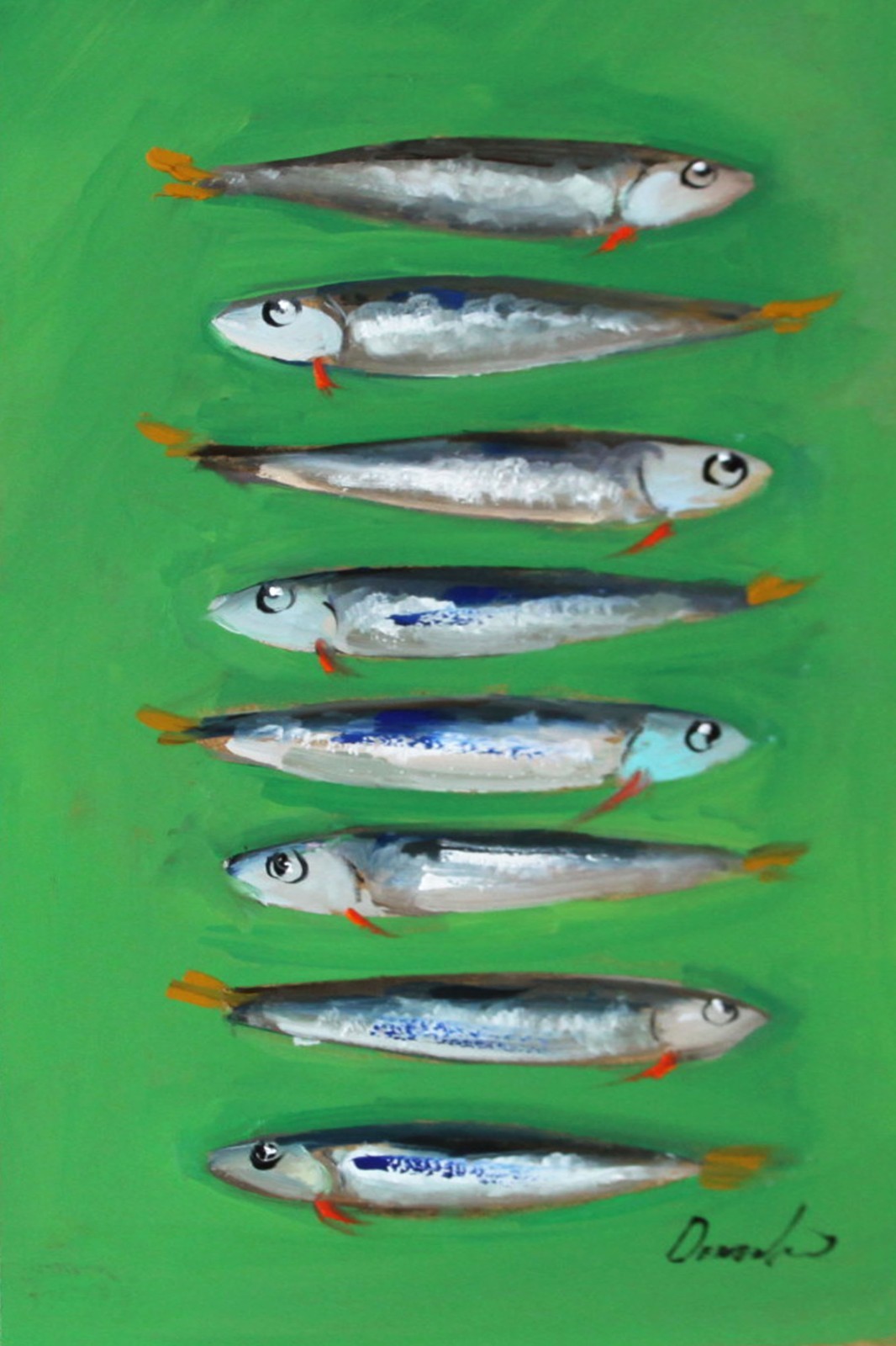 fish stylish modern art Oil painting UKRAINE DEMENKO NATALIA 8X12