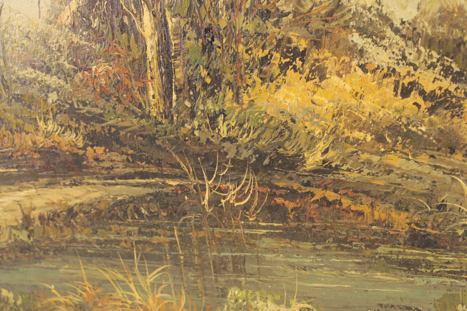 Antique Landscape Oil Painting On Canvas Signed Lombard? Restore project