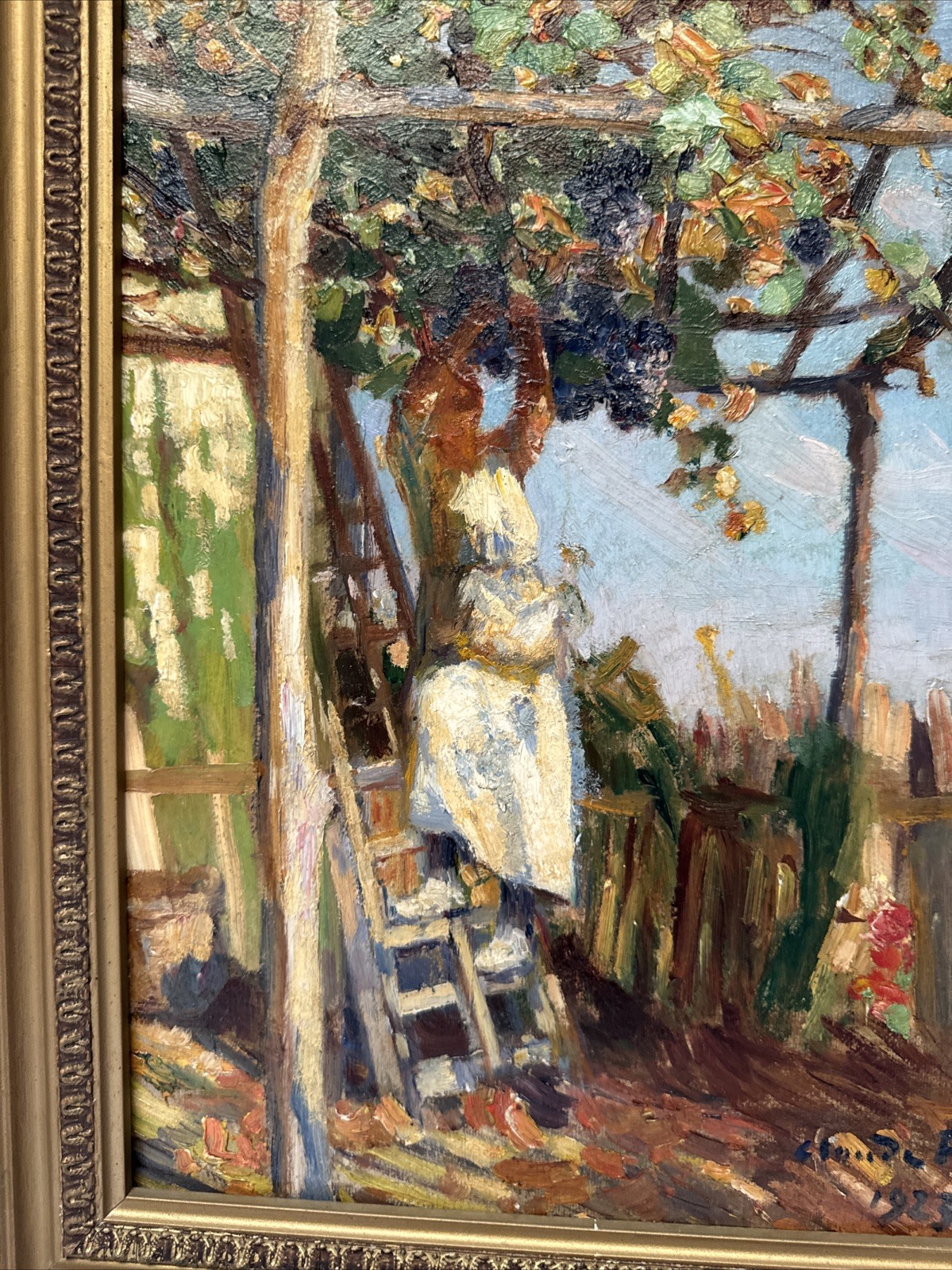 Antique Painting Farm Impressionist Farming 1923 Claude Firmin Famous French Oil