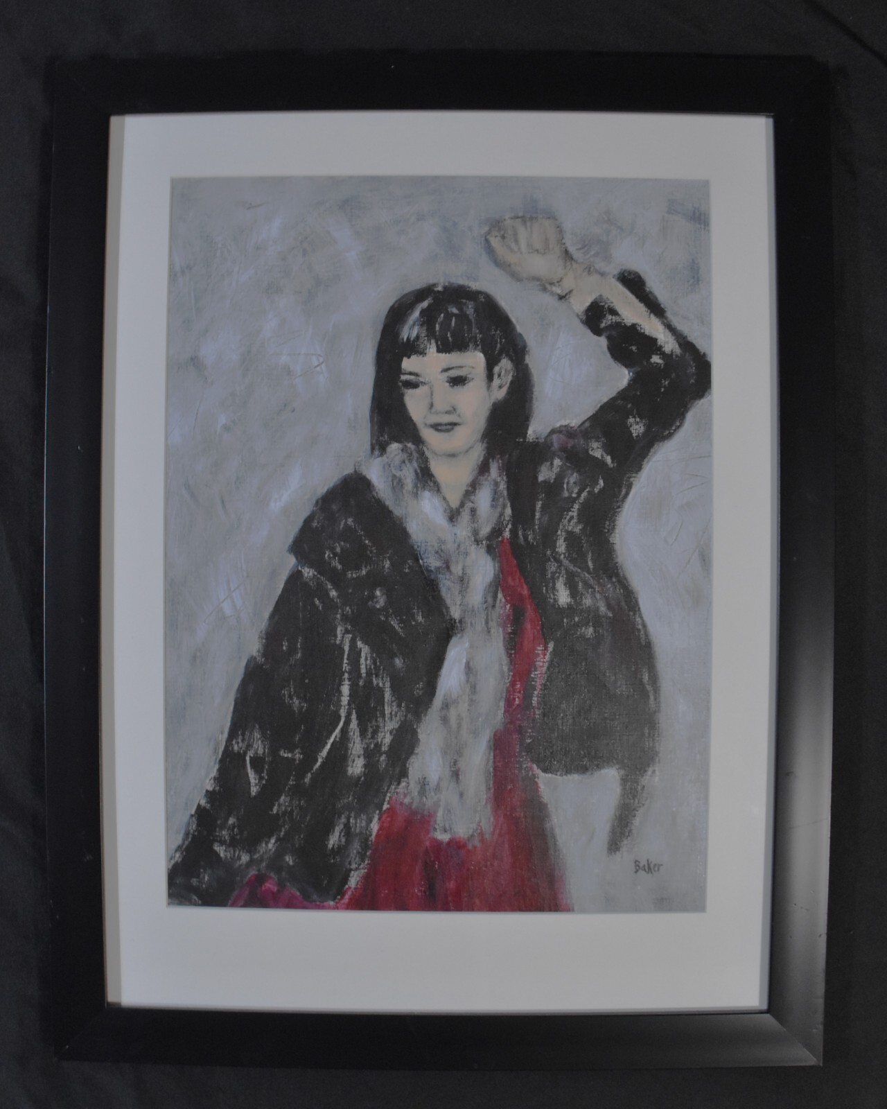 Vicki Baker original painting, Women Portraiture, signed, framed, 26.5″ x 20.5″