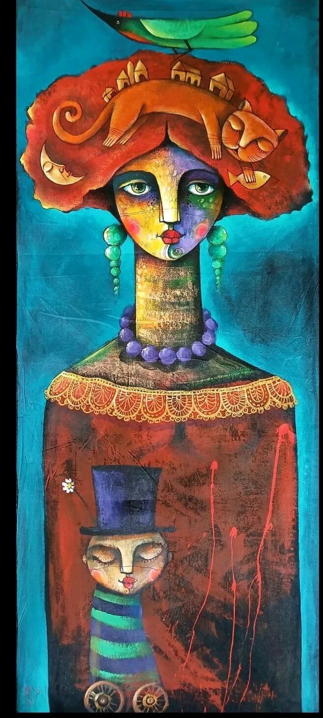 Acrylic/Canvas Carlos Cesar cuban Art 100×45 Cm “SERENIDAD “.