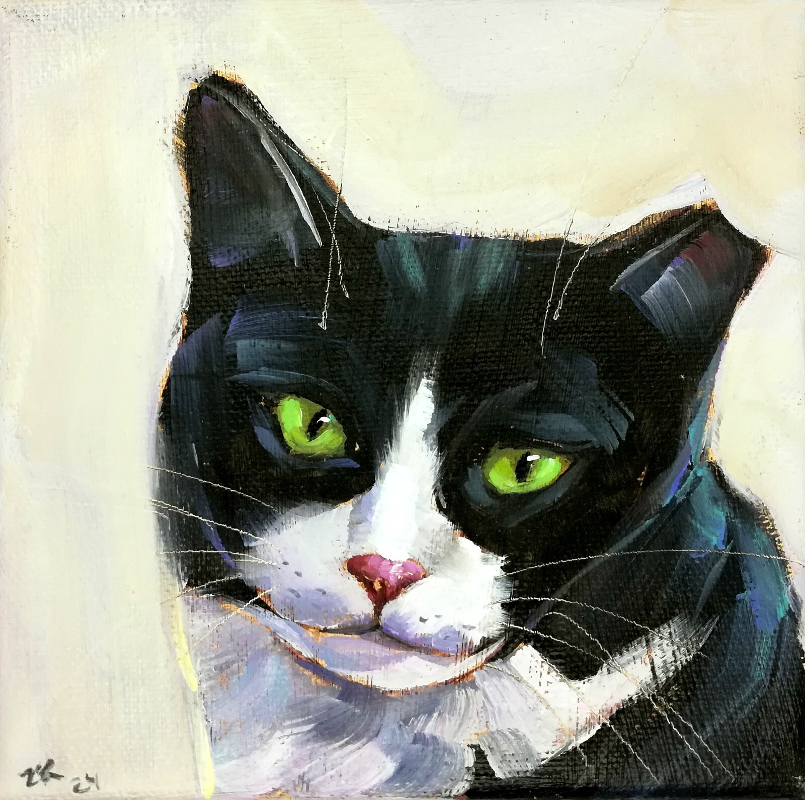 Custom Pet Portrait Dog Cat Animal Original Oil Painting From Photo
