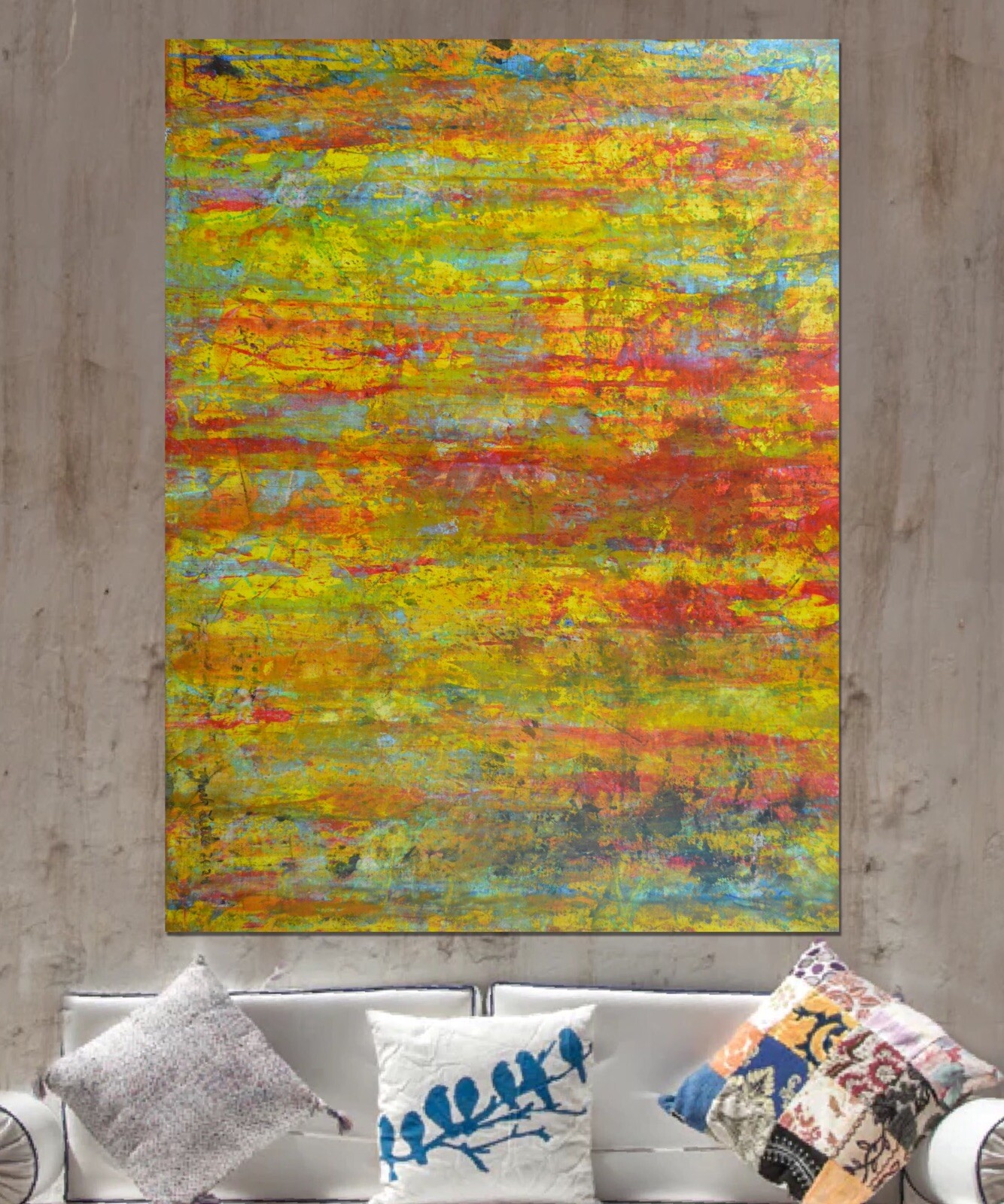 Gerhard Richter style Professional Painting 84”X62” (7 Foot) Abstract Modern XL