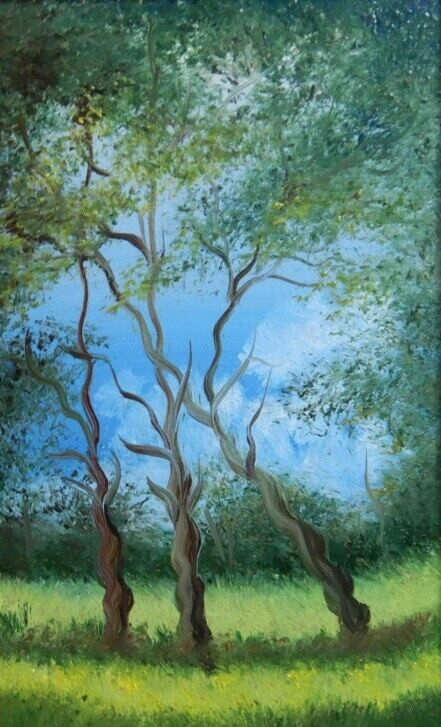 MINIATURE LANDSCAPE OIL PAINTING ON BOARD BY BASIA MAKOWSKA P108