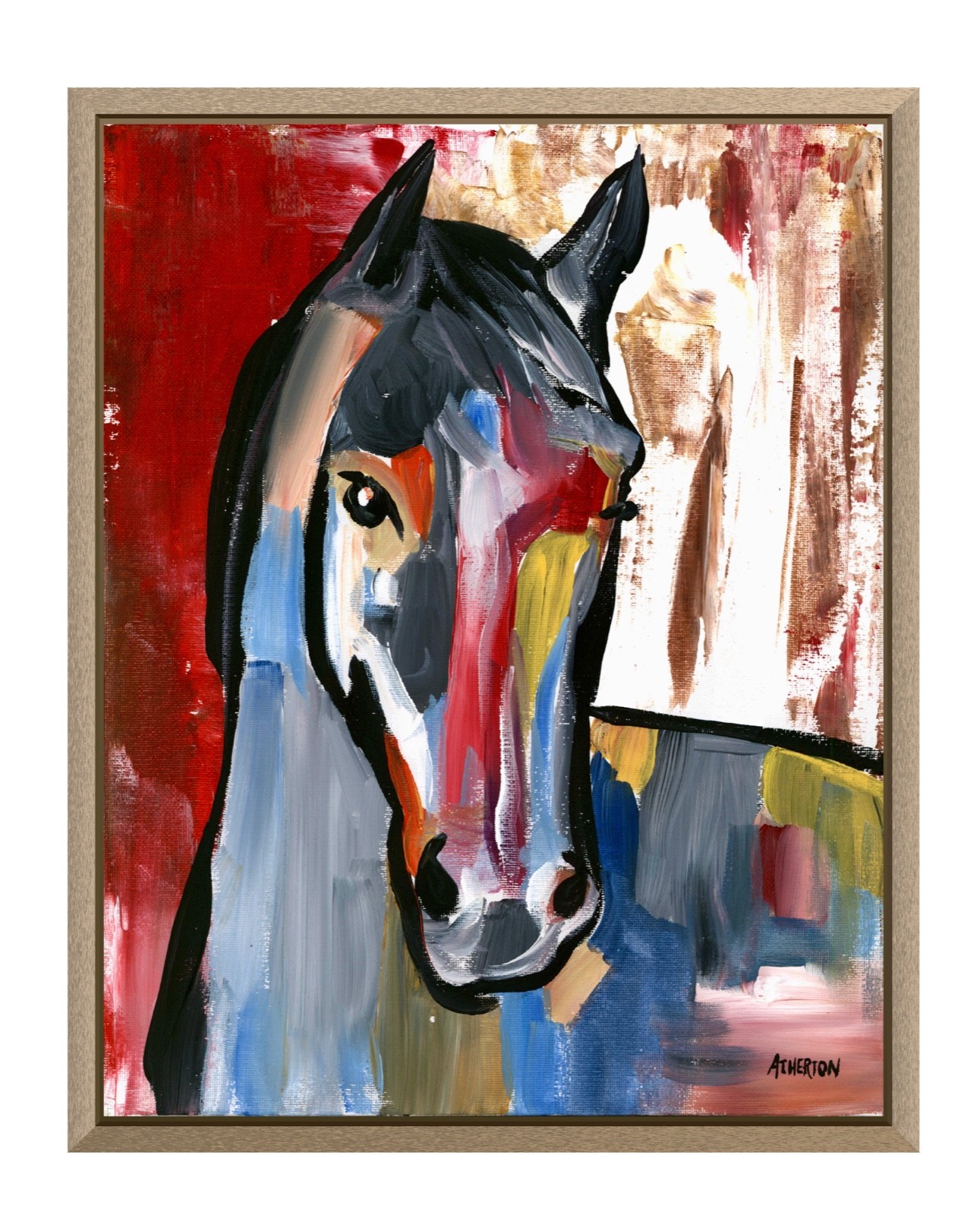 Atherton 11×14 Original Expressionism Acrylic Painting “Horse Abstract 1” signed